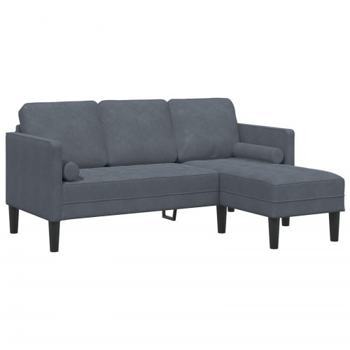 3-personers Sofa med Chaise L-formet Mørkegrå 160 cm Velour
