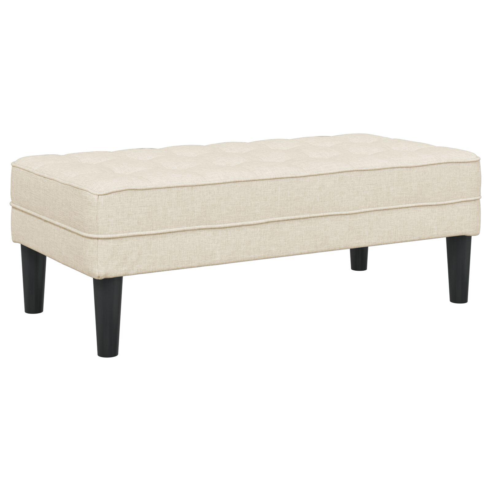 bænk med pude Linned 113 x 57 x 39 cm Stof