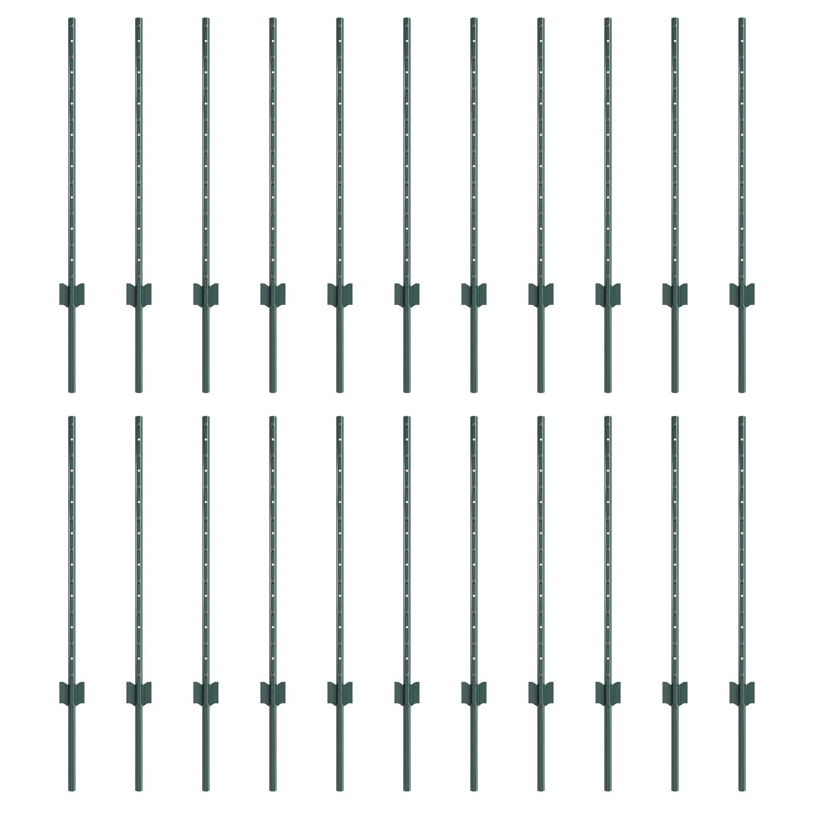 Hegnssøjler 22 stk Grøn 120 cm Stål