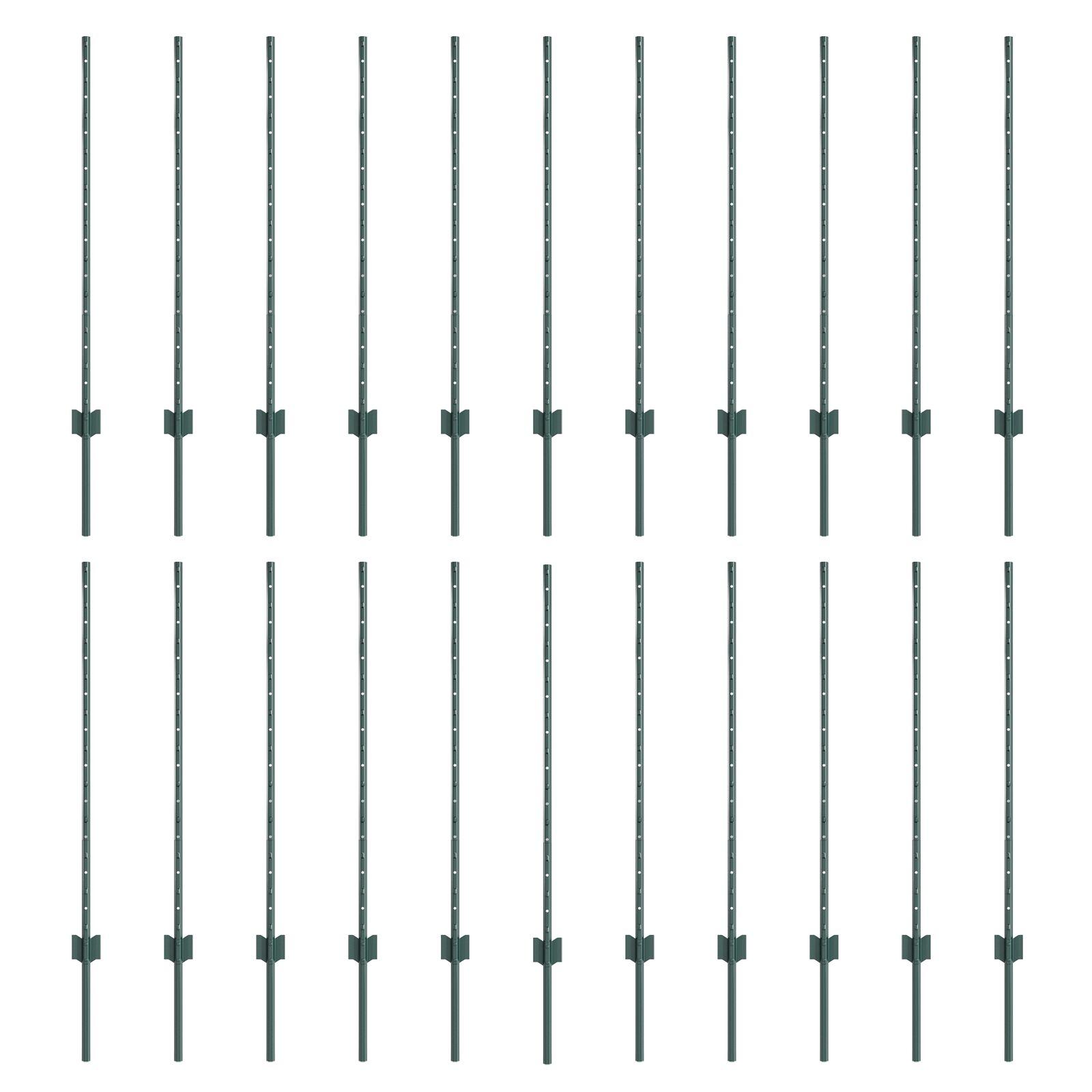 Hegnssøjler 22 stk Grøn 140 cm Stål