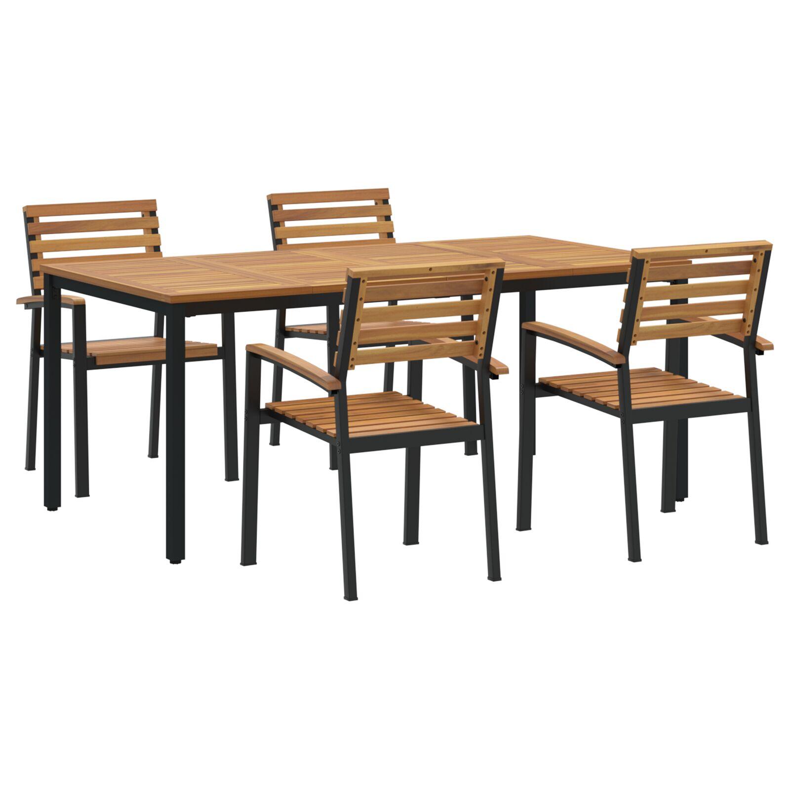 Have Spisebordssæt 5 stk Sort og brun 180 x 90 x 75 cm