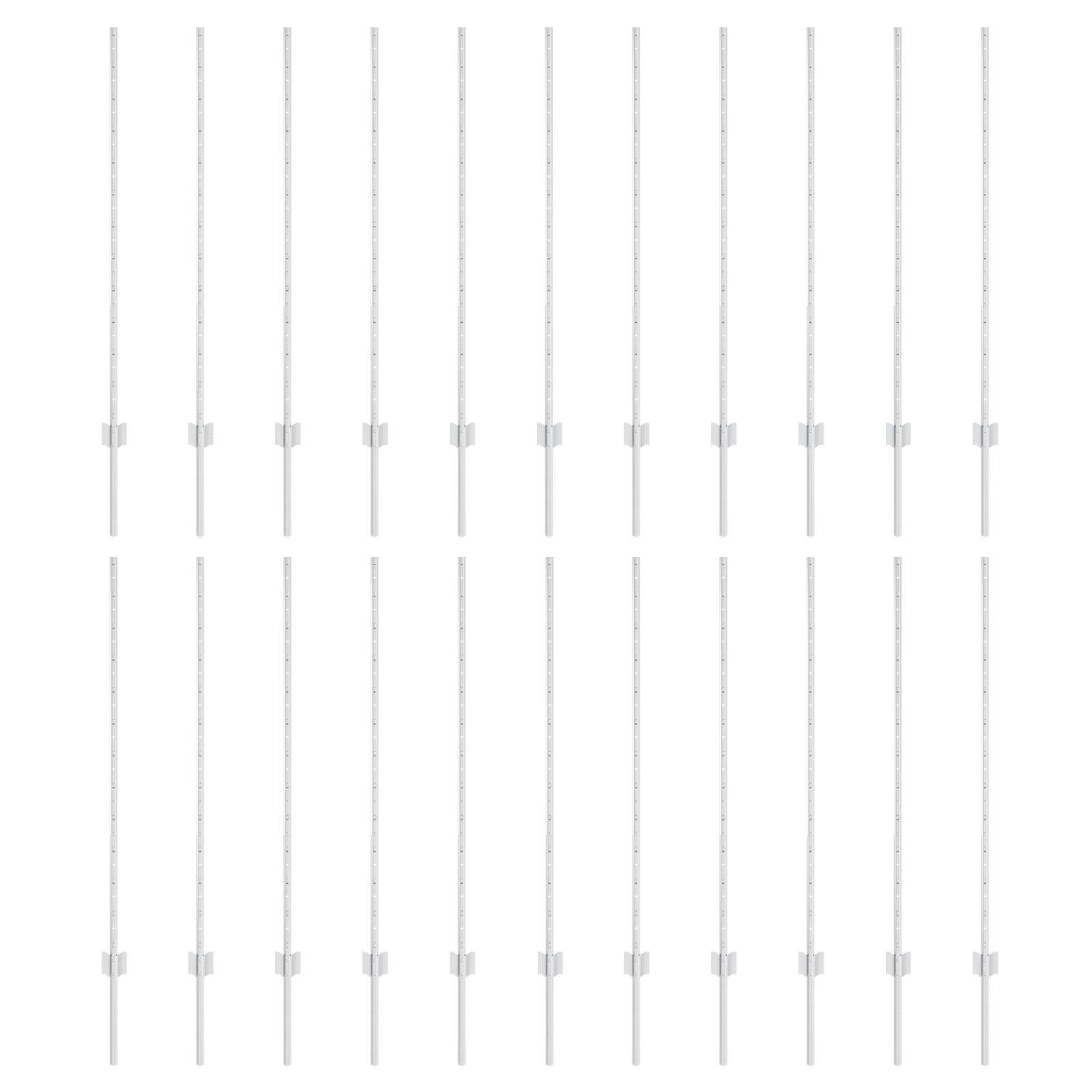 Indlejrede hegnspæle 22 stk - 160 cm - sølv, pulverlakeret stål