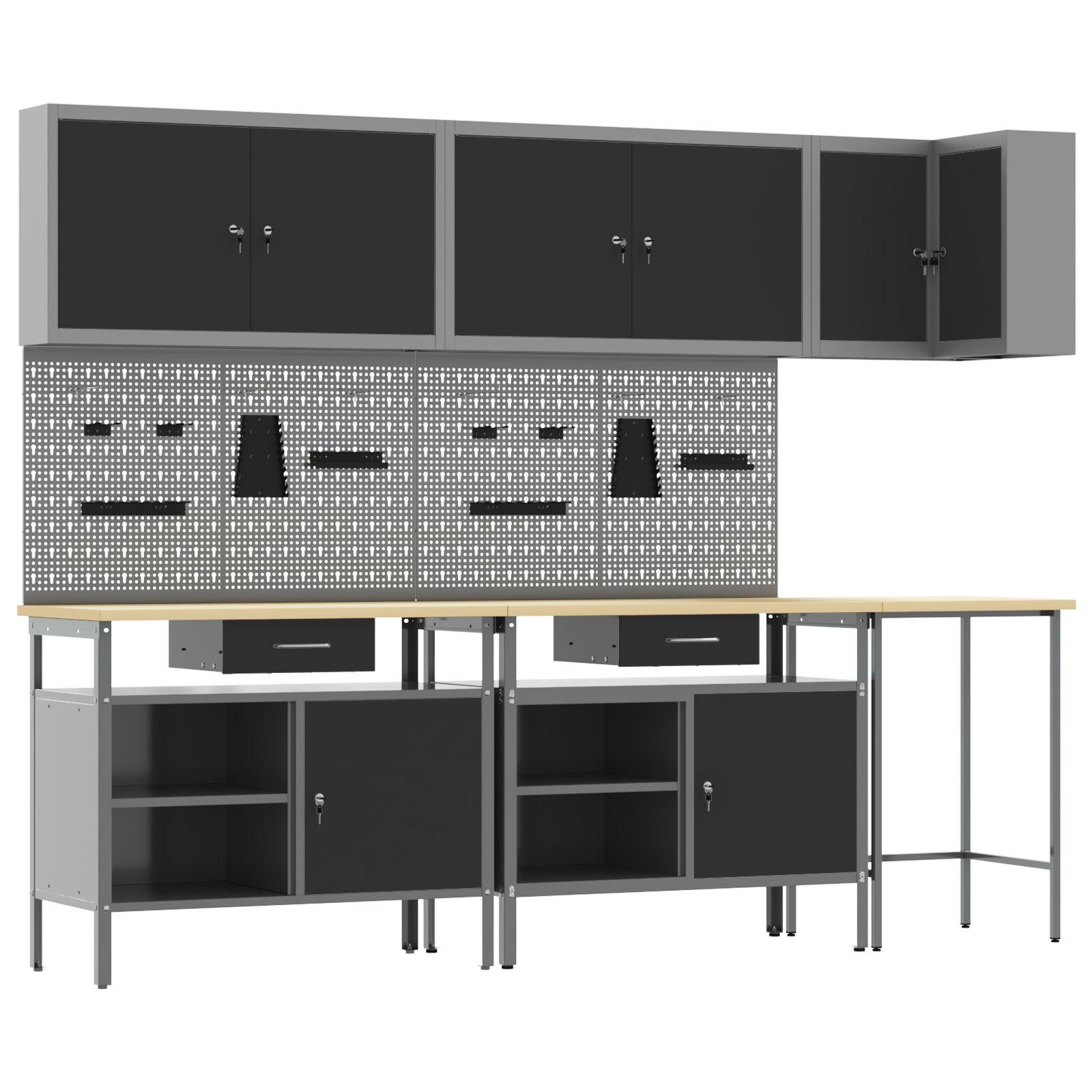 10 Stk. Værktøjsopbevaring Bord Sæt Sort Lavet Af Træ Og Metal