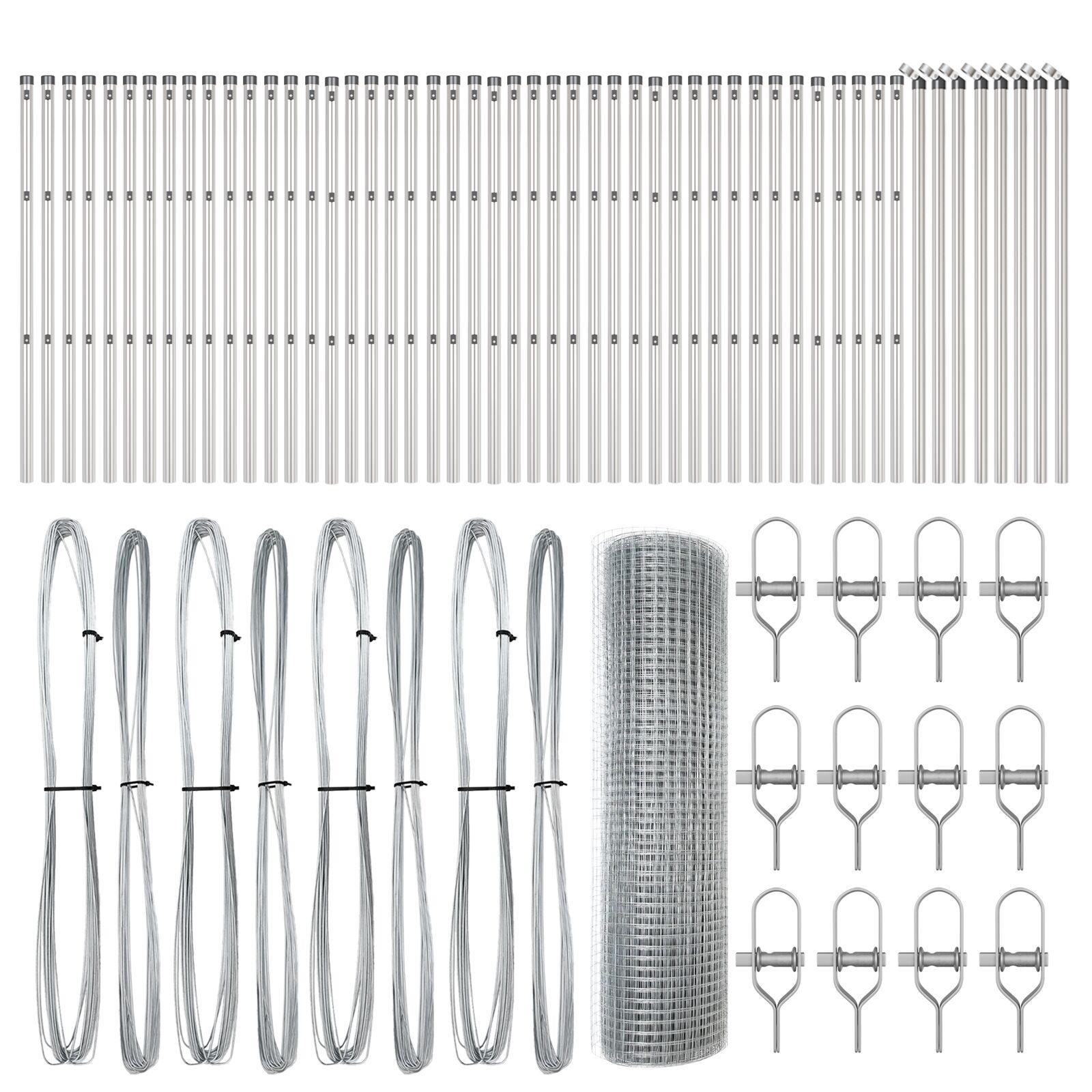 Svejset trådhegn 100 × 0,4 m - sølv mesh med hegnspæle, galvaniseret stål