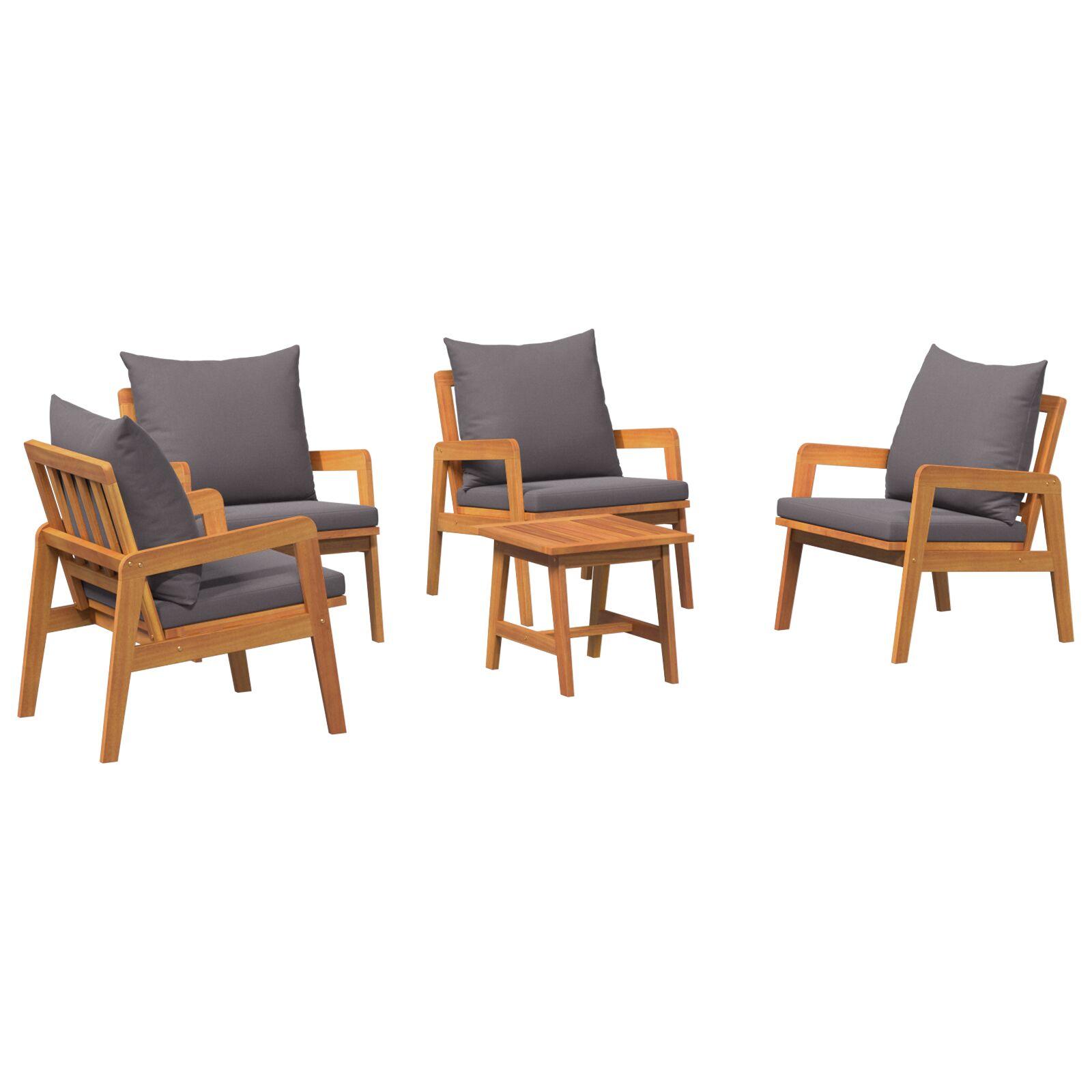Bistrosæt 5 stk Brun 45 x 45 x 38cm Massivt akacietræ