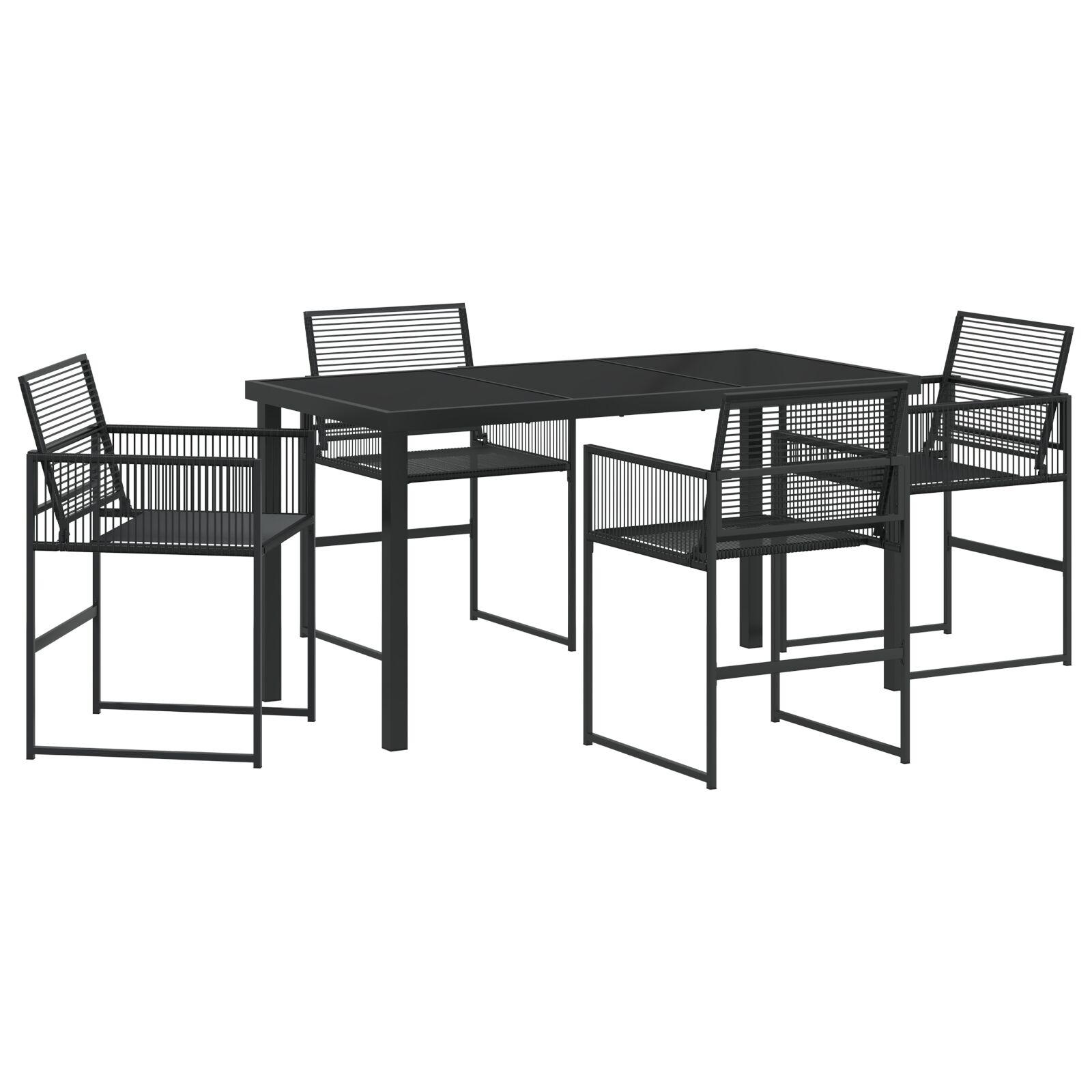 Have Spisebordssæt 5 stk Sort Poly rattan