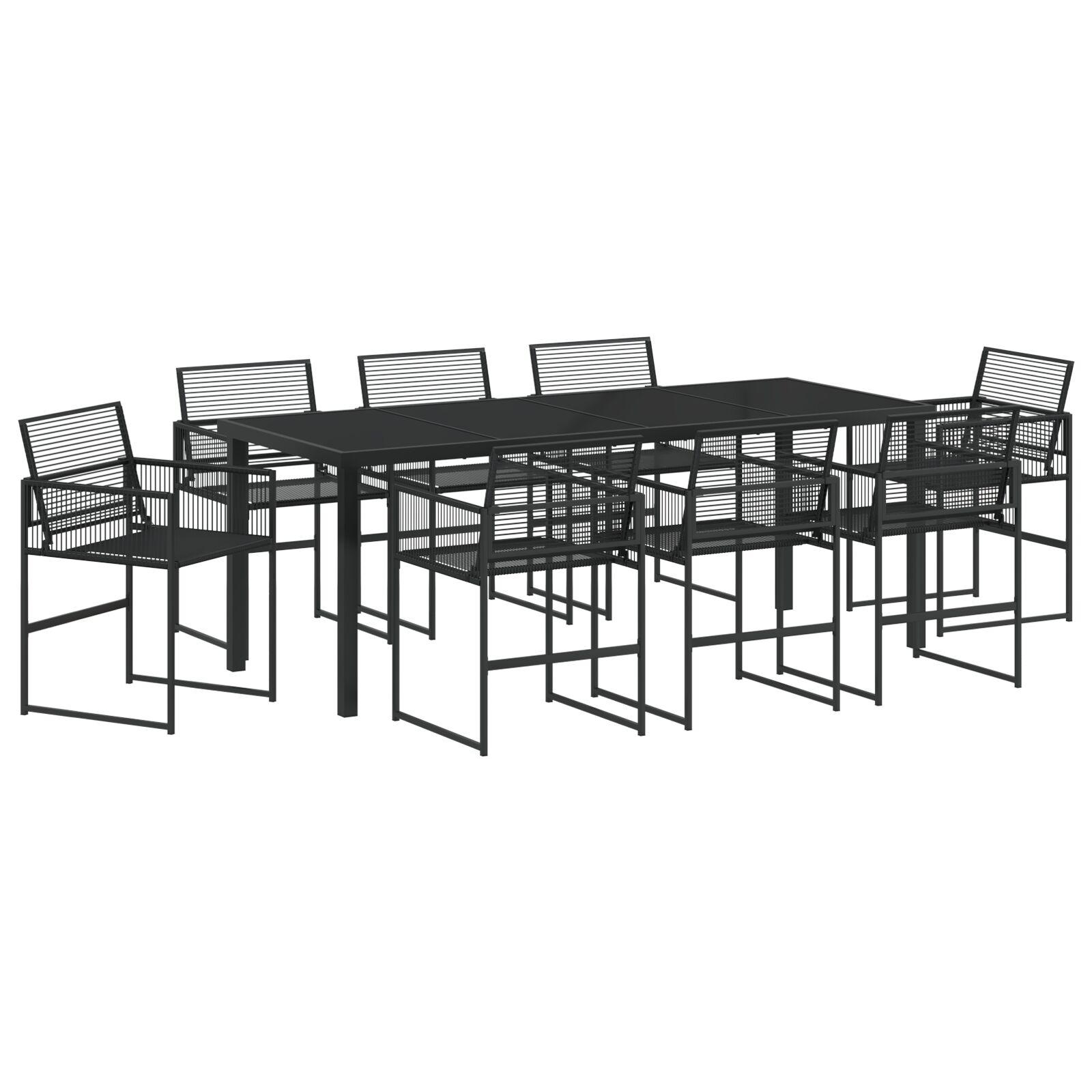 Have Spisebordssæt 9 stk Sort Poly rattan