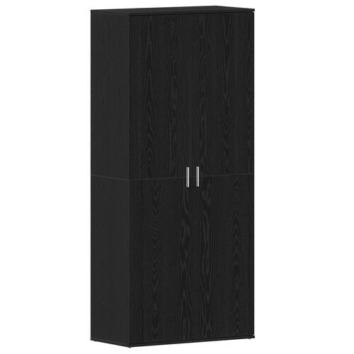 Skab til sko Sort eg 80x39x180 cm Ingeniørtræ