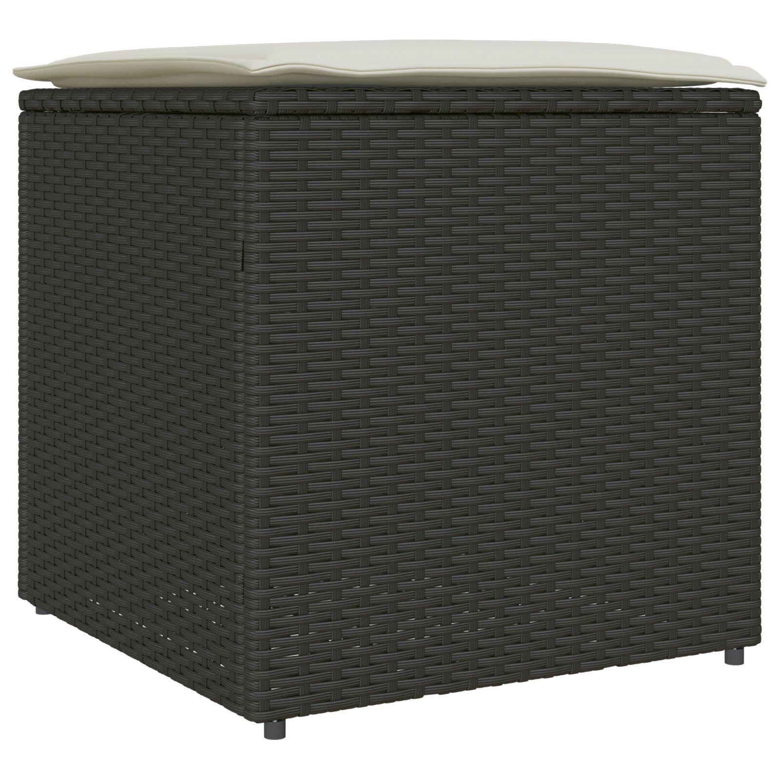Pude kasse med opbevaring Sort 50 x 50 x 50 cm polyrattan