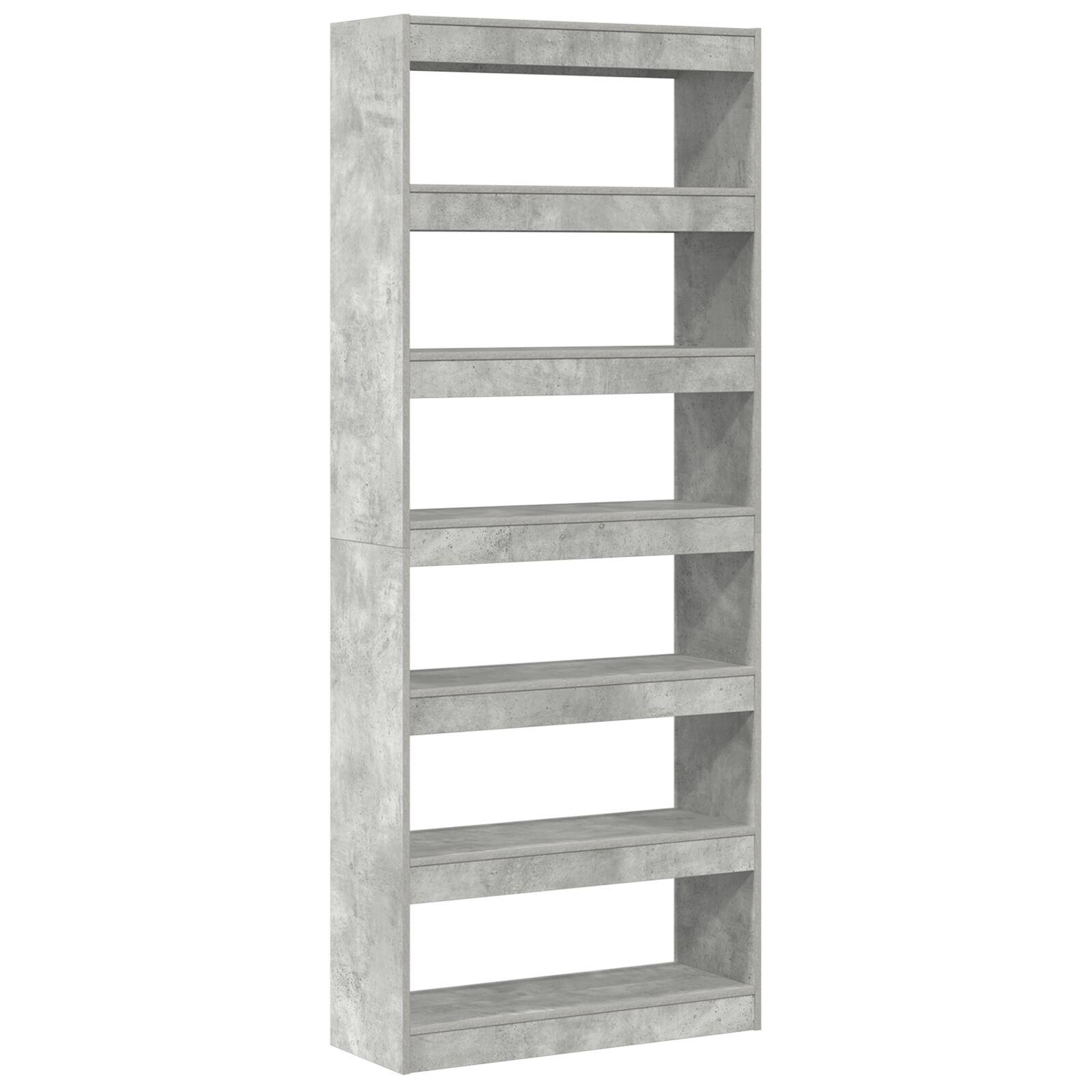 Bogskab med hylde Beton Grå 80 x 30 x 198 cm Konstrueret træ