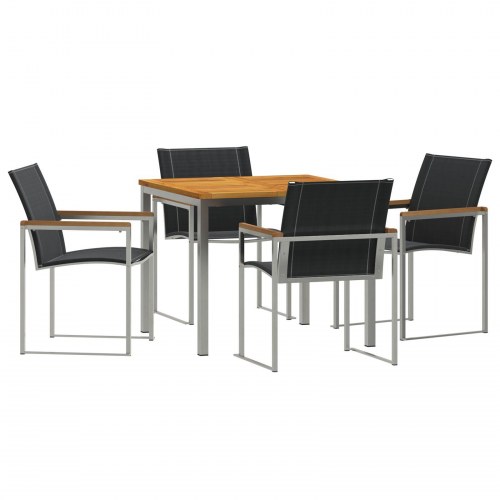 5-delt havemøbelsæt Massivt akacietræ, udendørs spisebord 90x90x74,5 cm Massivt akacietræ