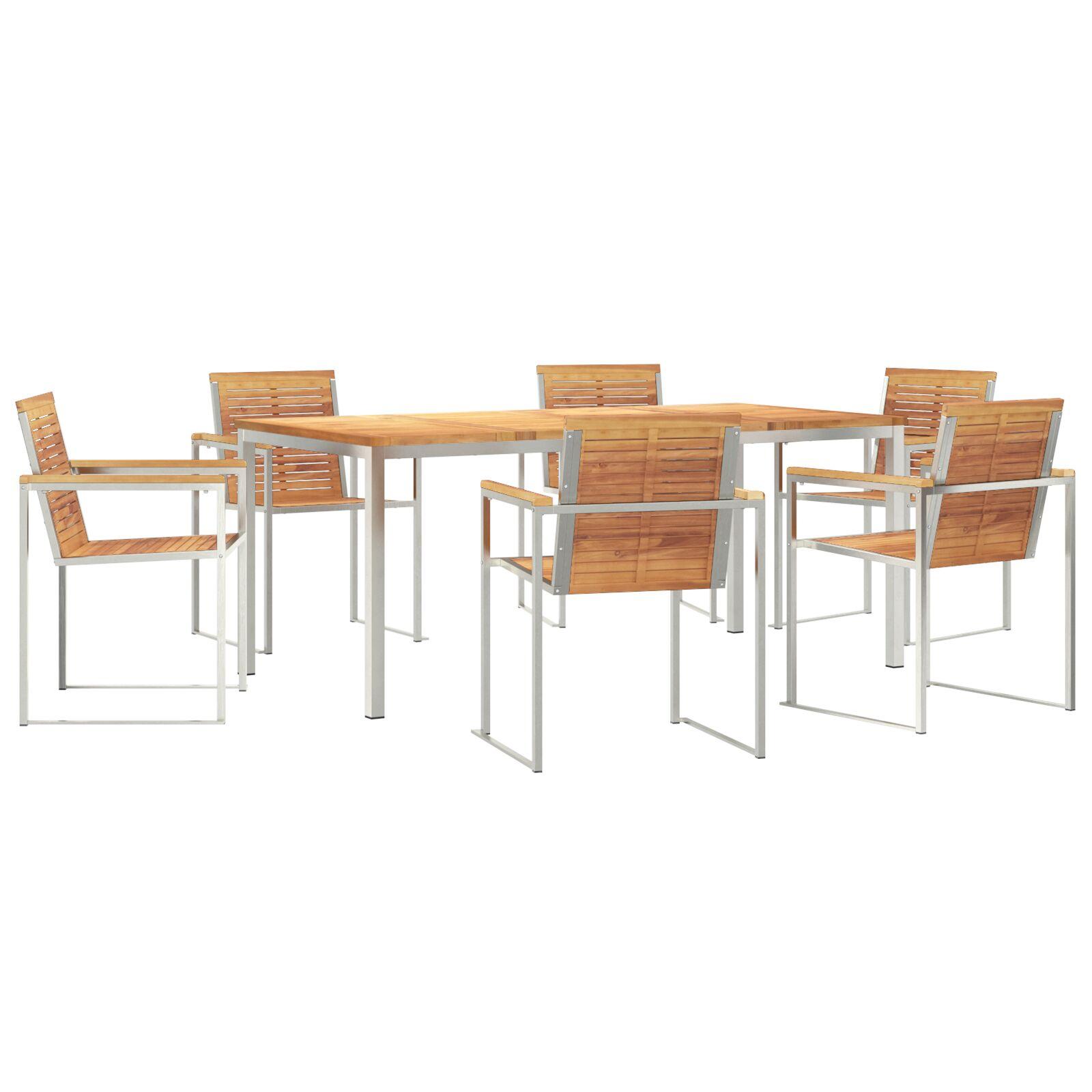 7 Personers Havelangsæt Solidt Teaktræ, Udendørs Spisebord 180x90x75 cm Solidt Teaktræ