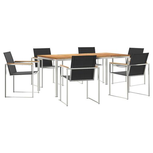 7 Styk Have Spisesæt Solid Træ Teak, Udendørs Spisebord 180x90x75 cm Solid Træ Teak