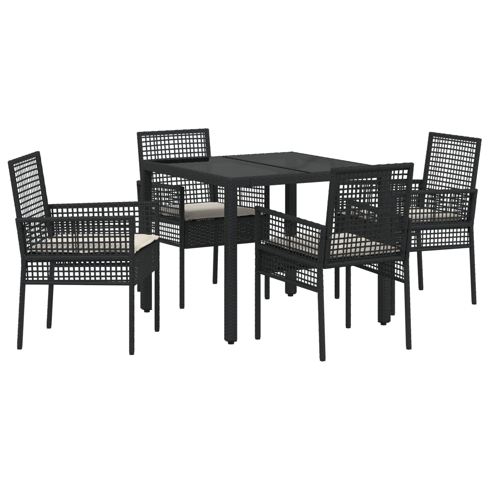 Have Spisebordssæt 5 stk Sort Poly rattan