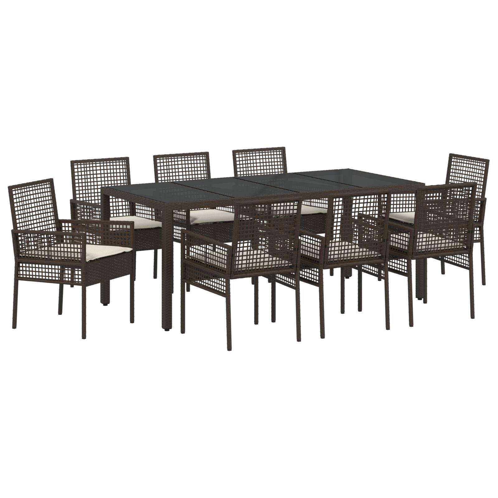 Have Spisebordssæt 9 stk Brun Poly rattan