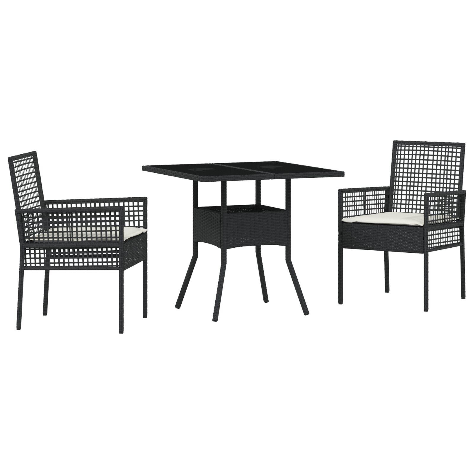 Have Spisebordssæt 3 stk Sort Poly rattan