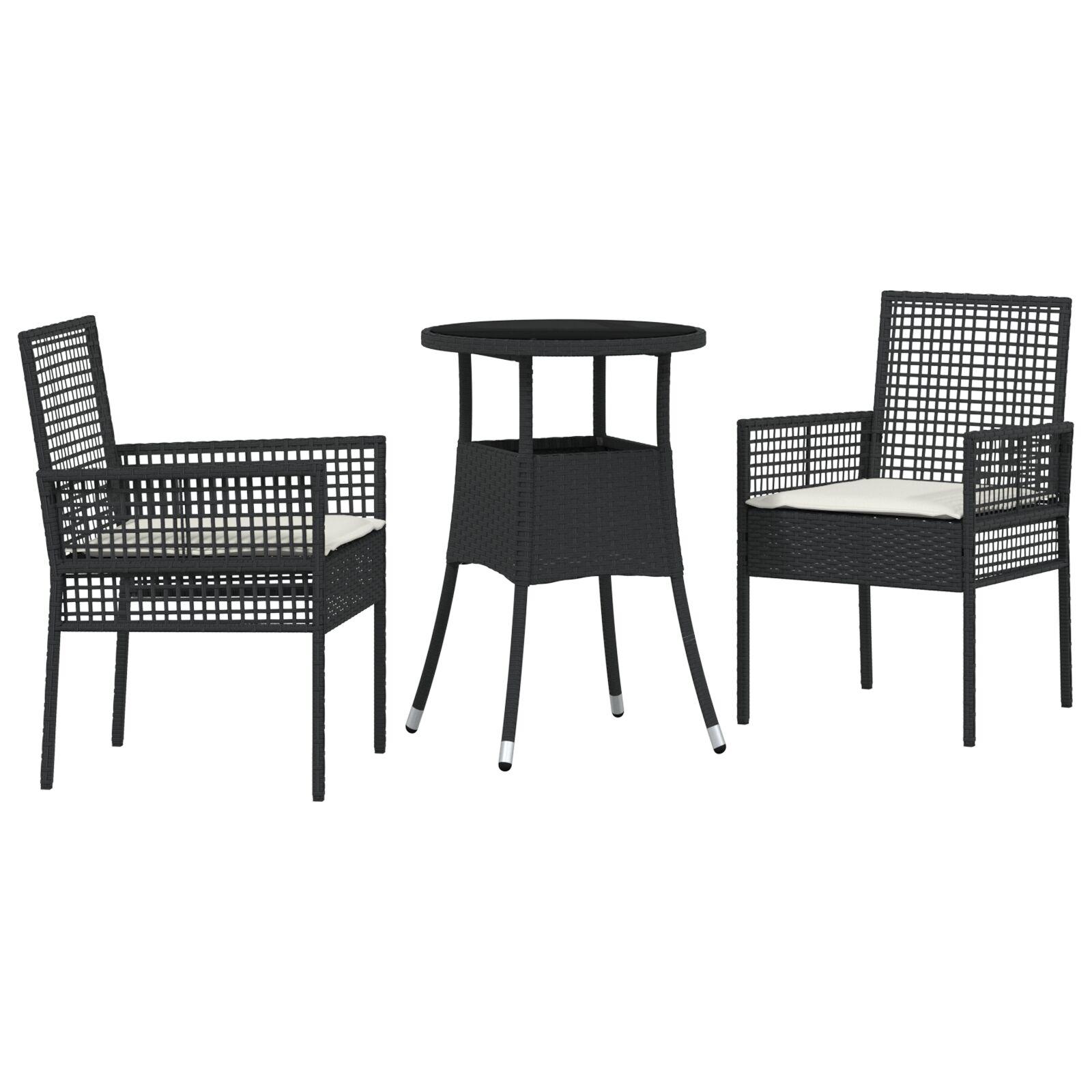 Have Spisebordssæt 3 stk Sort Poly rattan