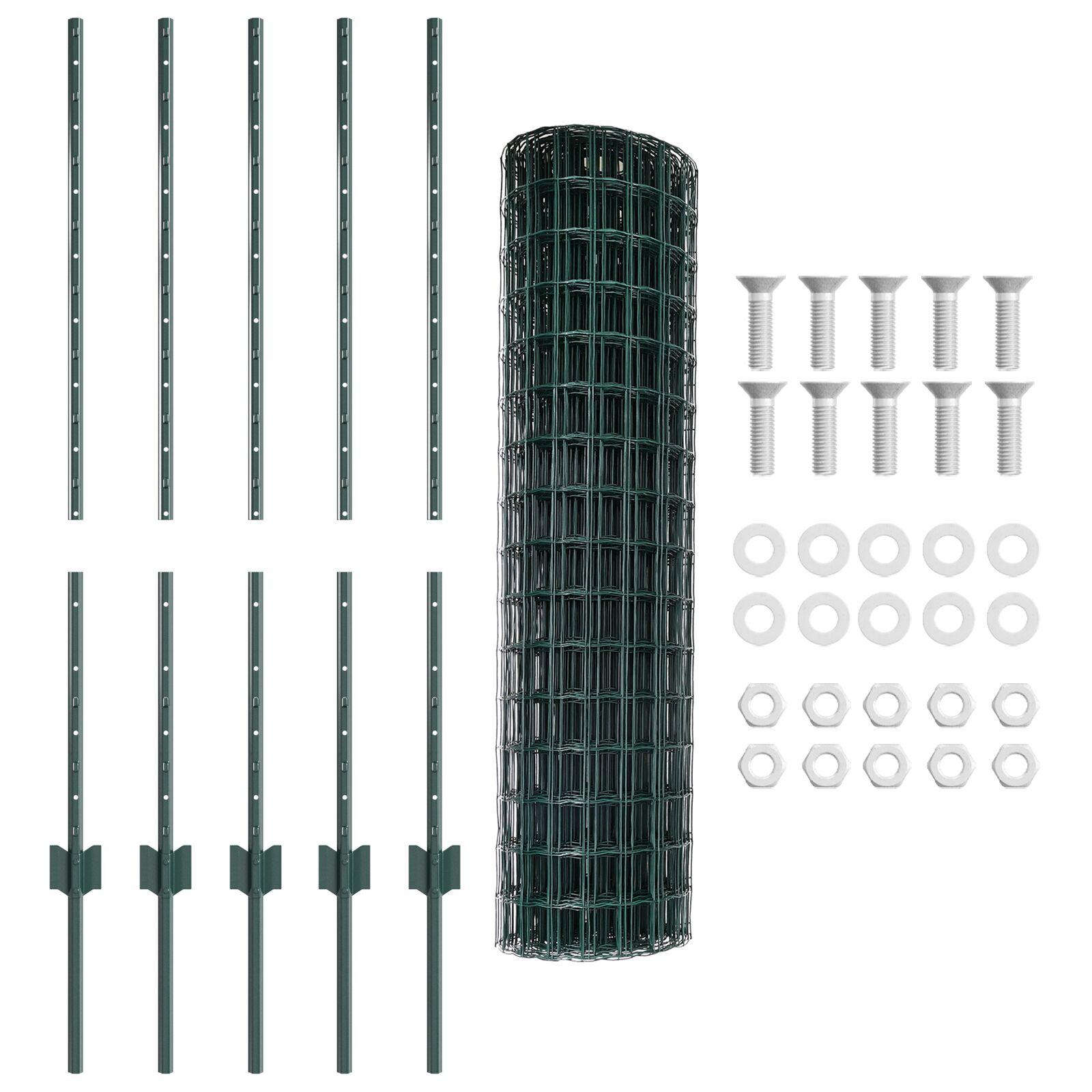 Svejset trådhegn 10 × 1 m - PVC-belagt stål, grøn mesh