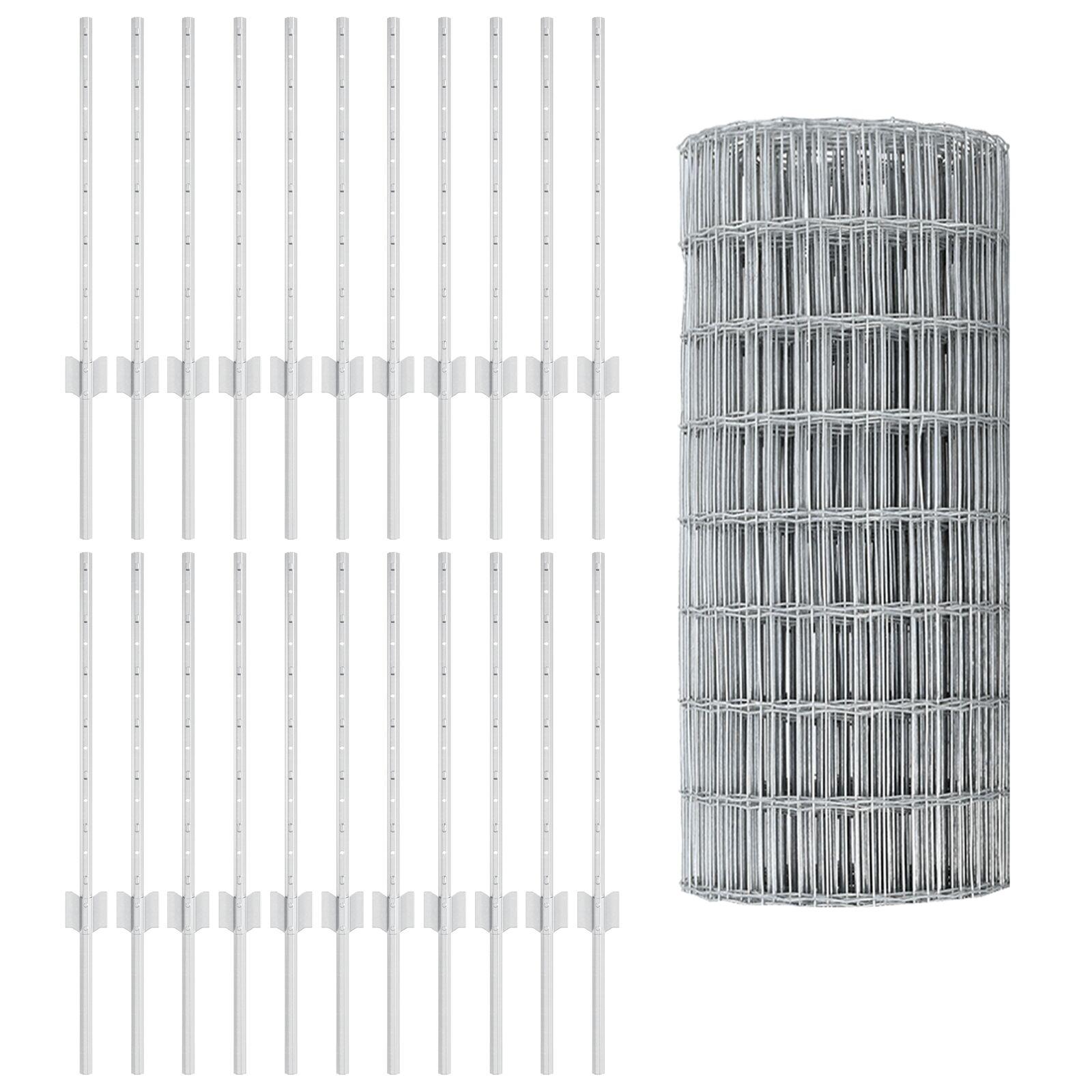Svejset trådhegn 50 × 0,6 m - hot-dip galvaniseret stål, sølv