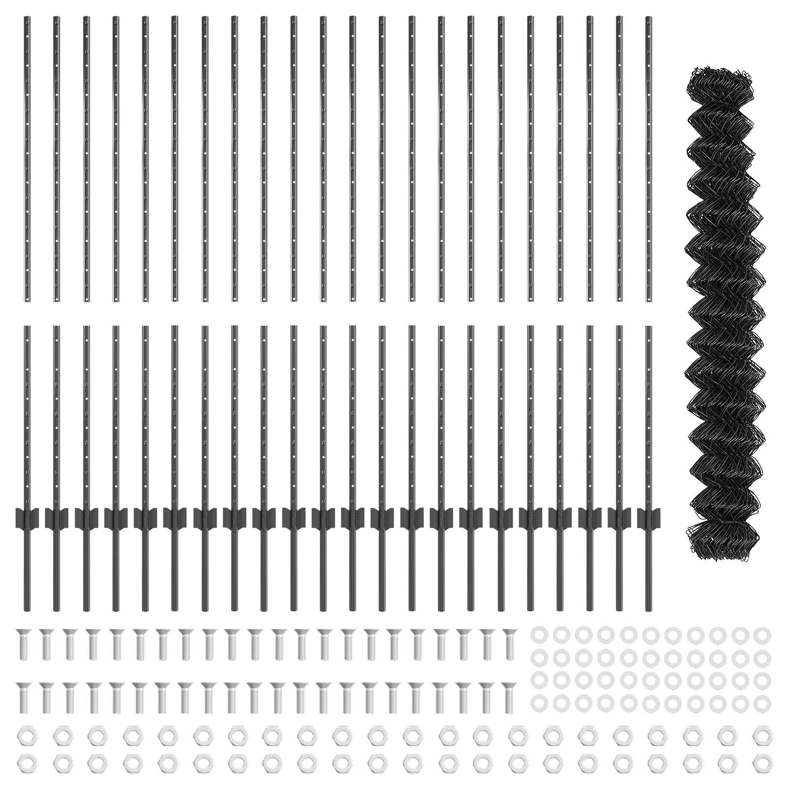 Kæde-link hegn 25 × 1,4 m - PVC-belagt stål, grå