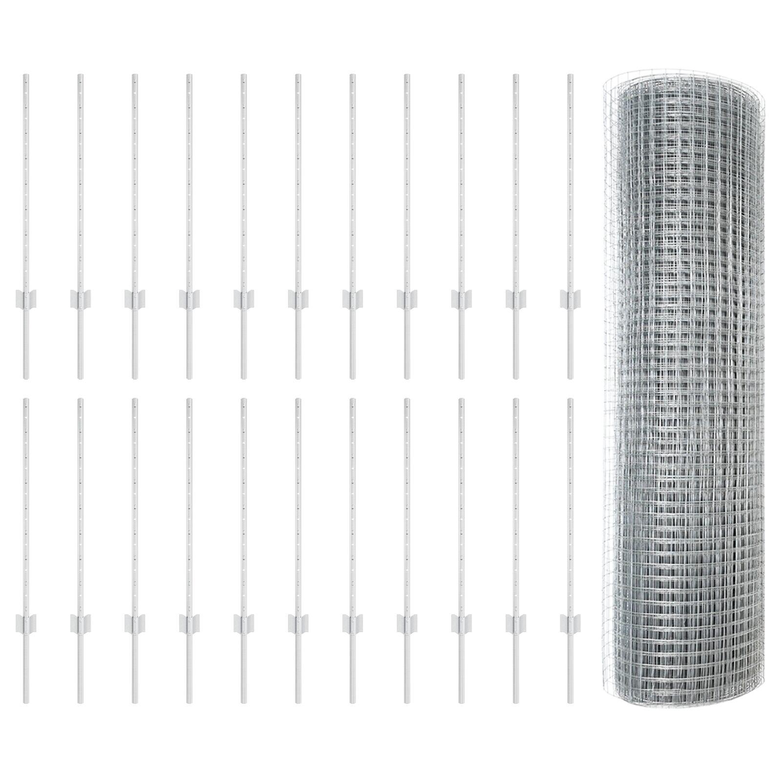 Svejsestålhegn med stolper 50 × 0,8 m - varmgalvaniseret stål, sølv