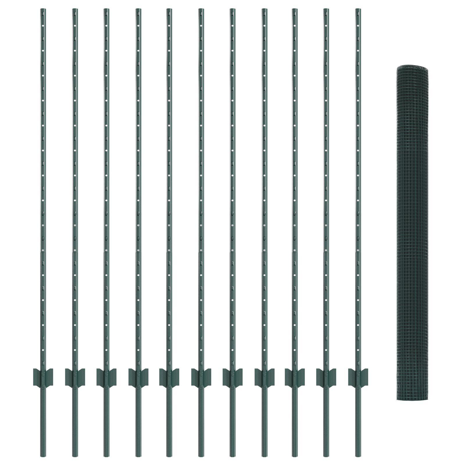 Svejsestålhegn med stolper 25 × 1,4 m - PVC-belagt stål, grøn mesh