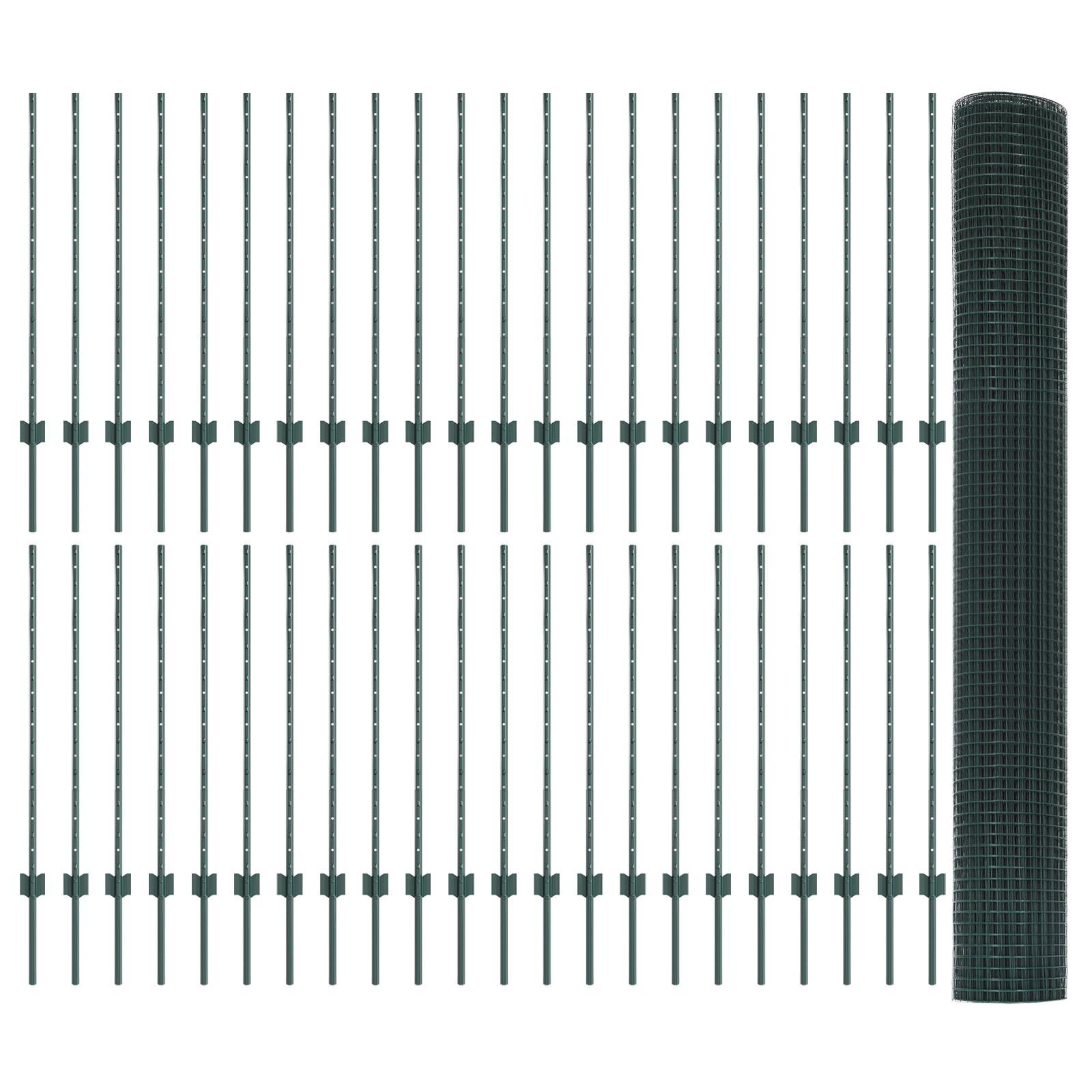 Svejsestålhegn med stolper 100 × 1 m - grøn PVC-belagt mesh