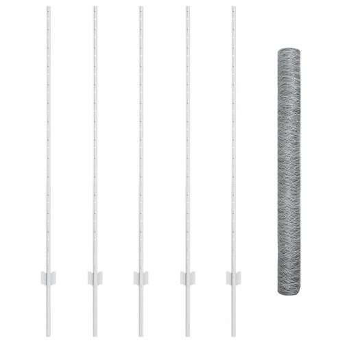 Hegn Stolper 10 stk U-Kanal 140 cm Galvaniseret Stål, Sekskantet Hegn 1,4x10 m Galvaniseret Stål