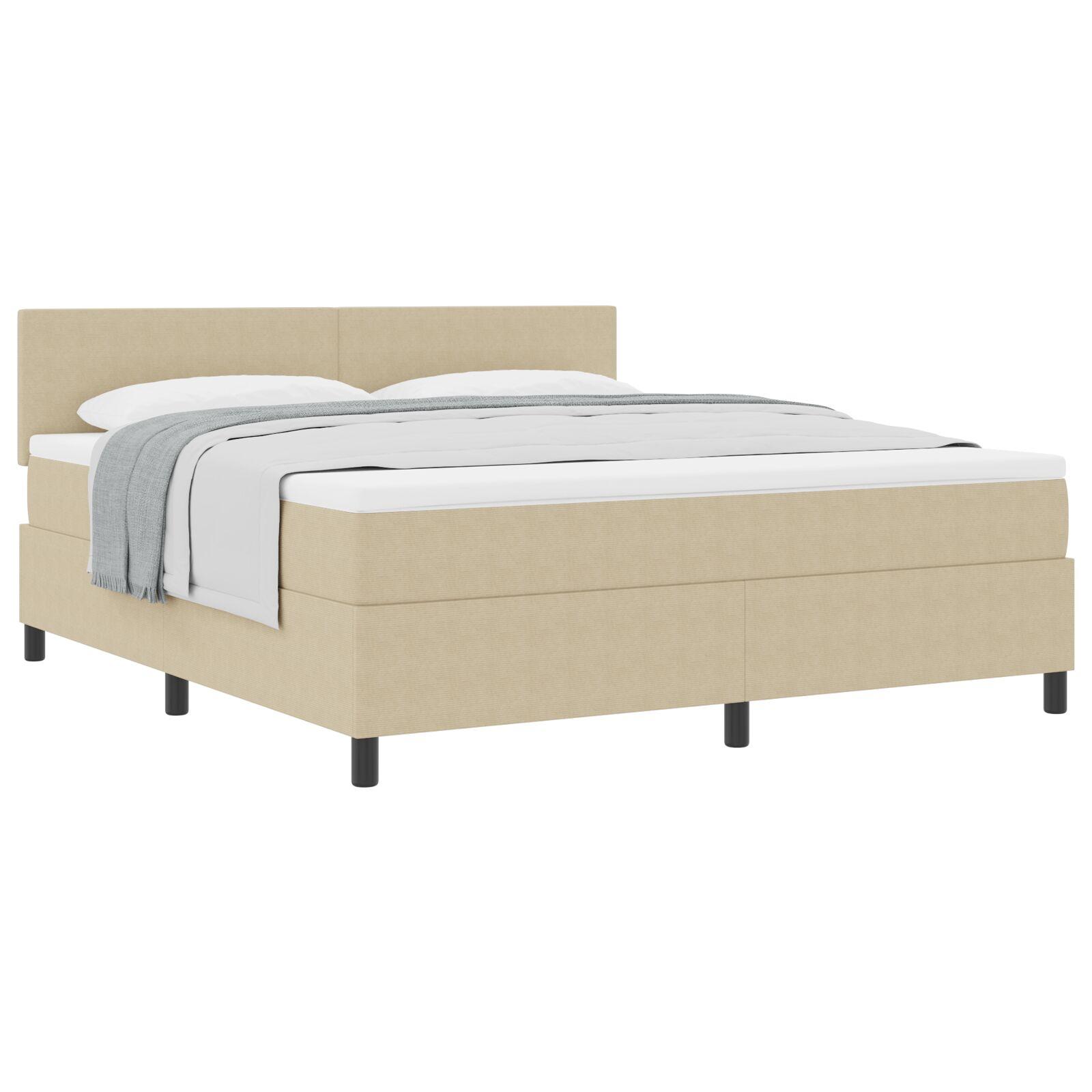Box Spring Seng med Madras Lys Grøn Grå Super King Corduroy Stof