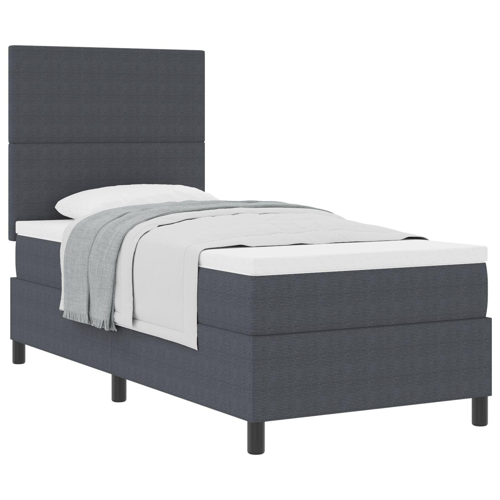 vidaXL Box spring seng Mørkegrå og Hvid 90 x 190 cm Velourstof