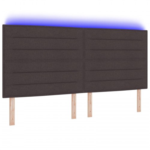 Sengegavl linjer design mørk brun 200 cm stof
