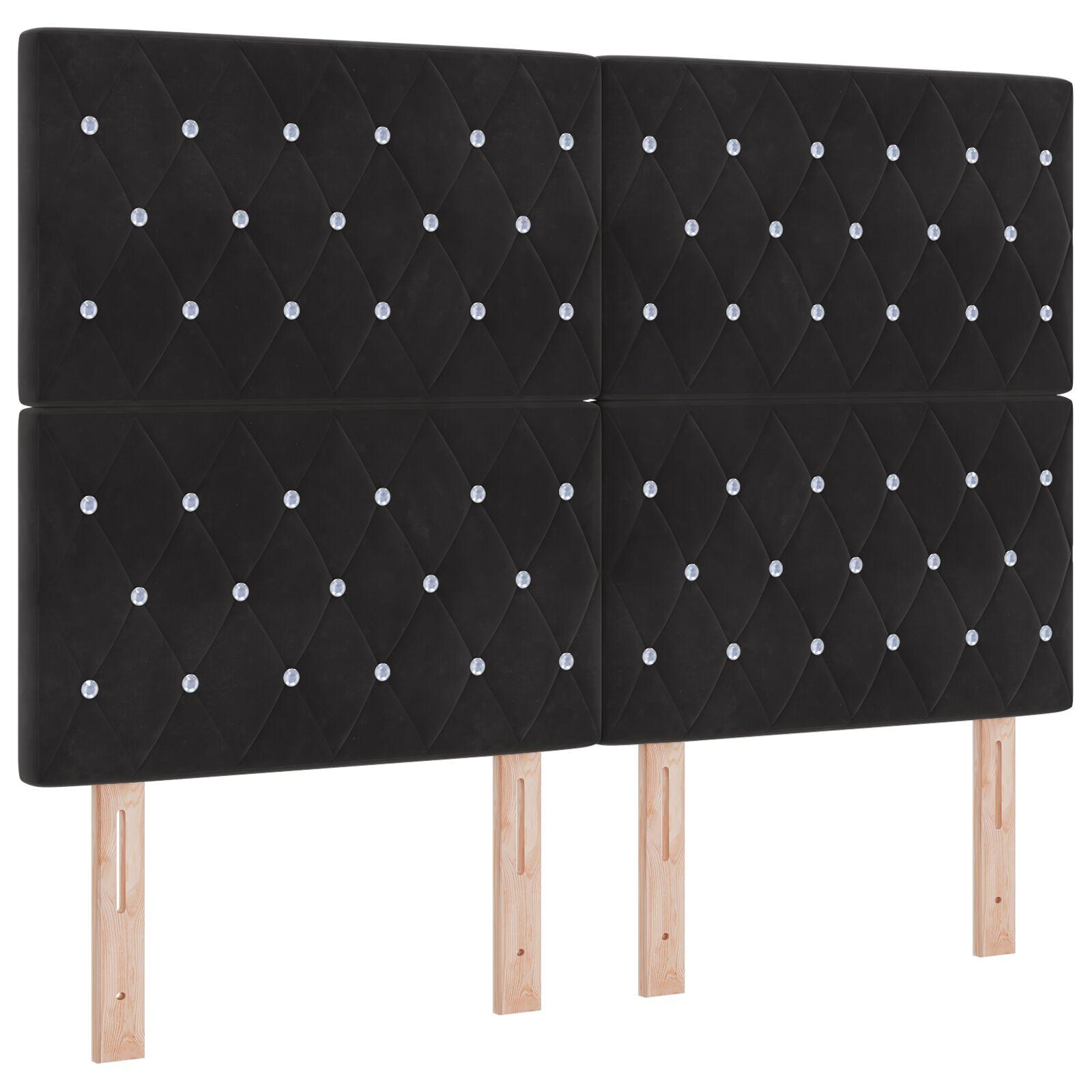 Sengegavl Krystalknap Tuftet Sort 160 cm Velour