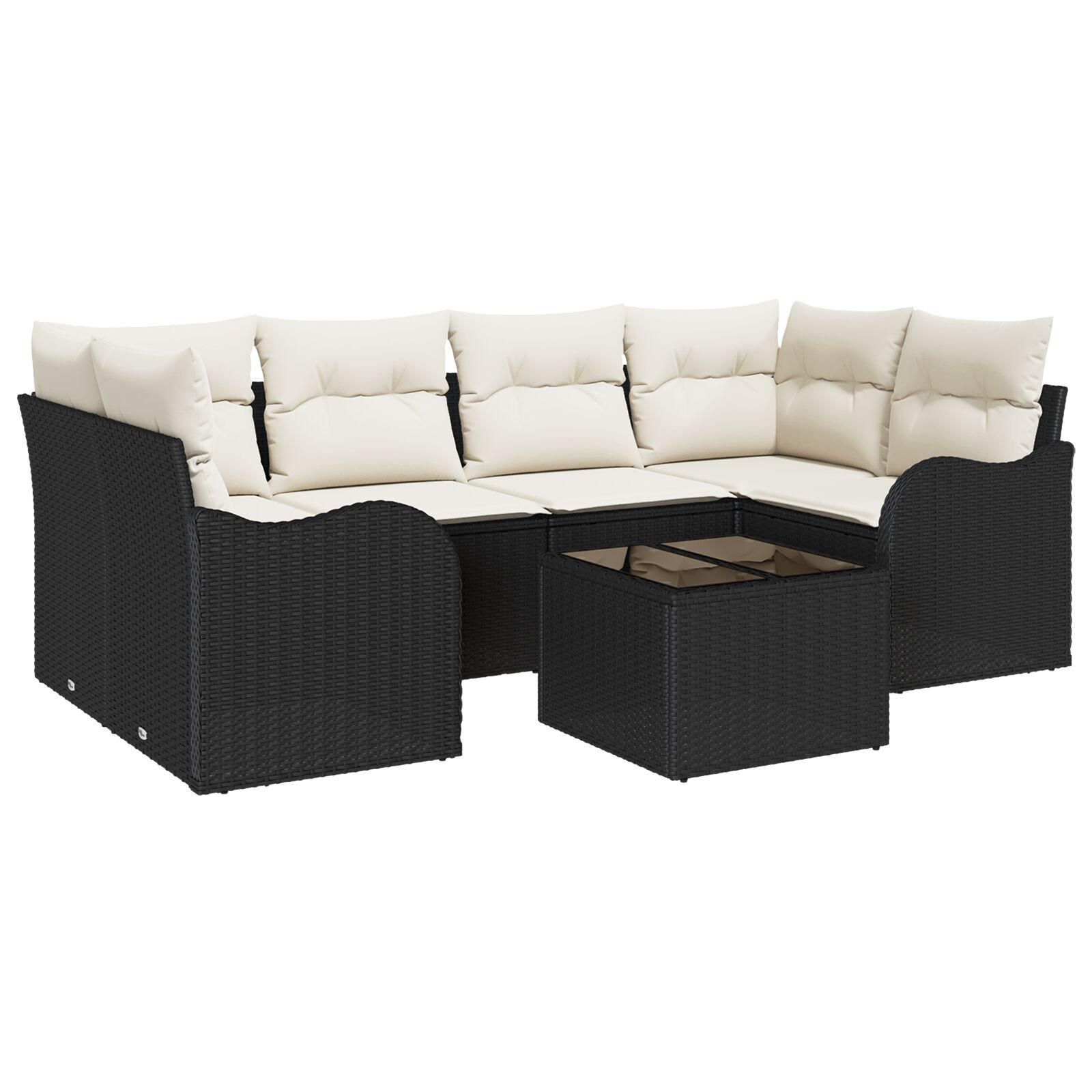 Havesofa Sæt 55 X 55 X 37 Cm Polyrattan - Sort og cremefarvet