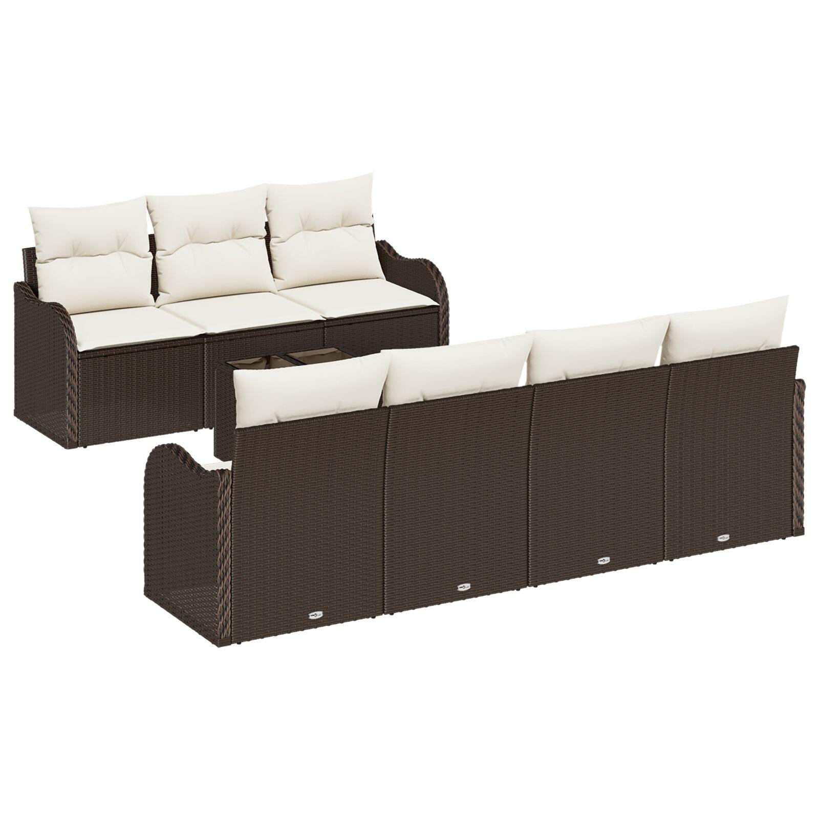 Havesofa Sæt med pude 8 stk Brun 55 x 55 x 37 cm Poly rattan