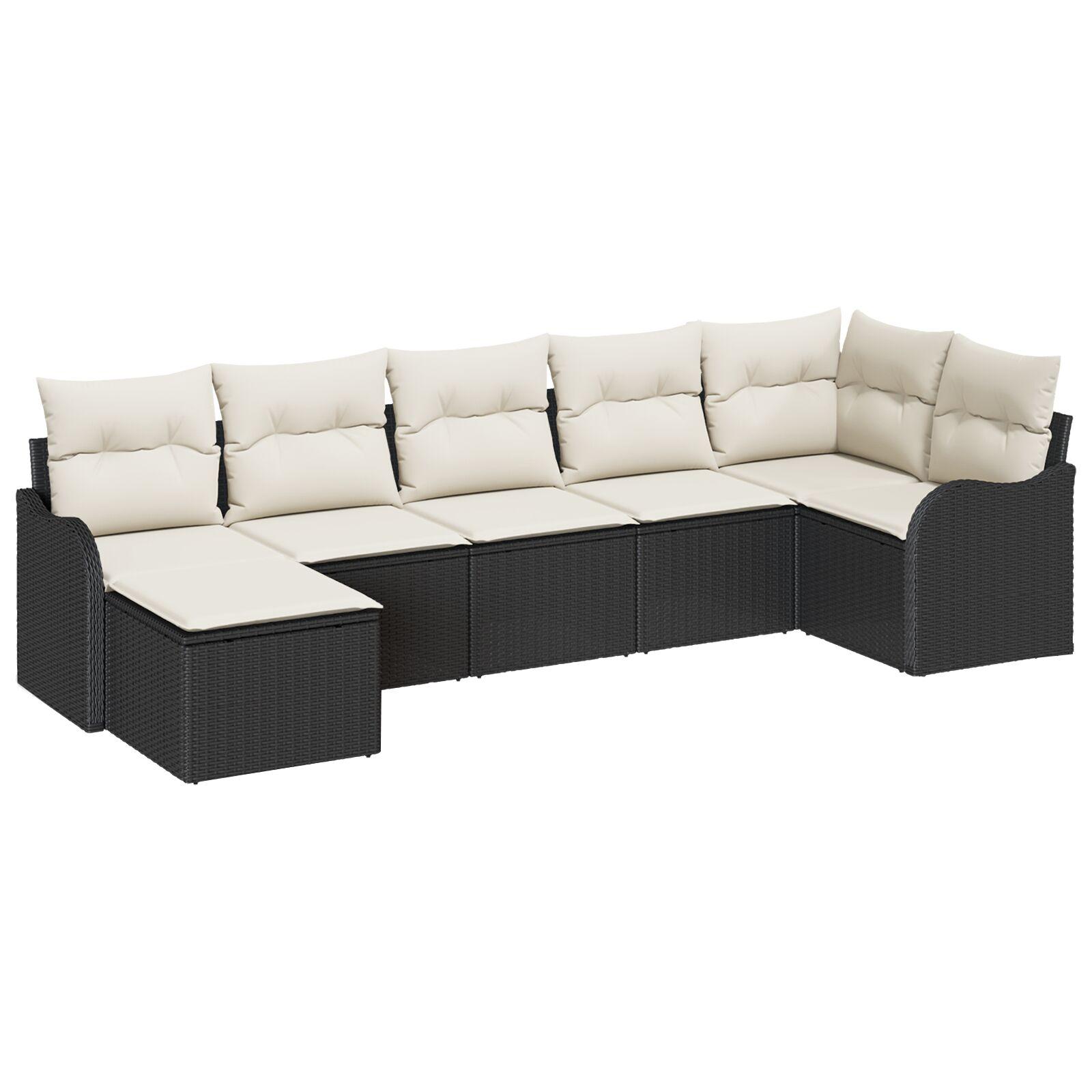 Havesofa sæt i sort polyrattan - modulært loungesæt til terrasse og have
