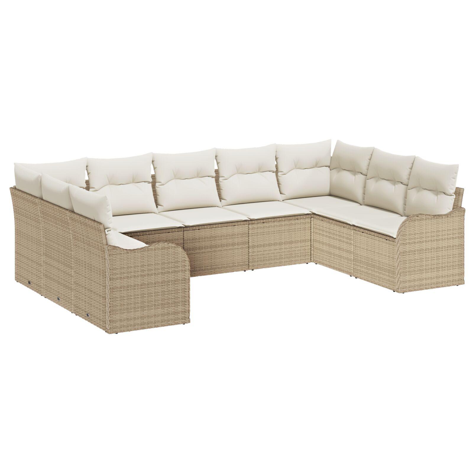 Havesofa sæt 9 stk i beige polyrattan til terrasse og have
