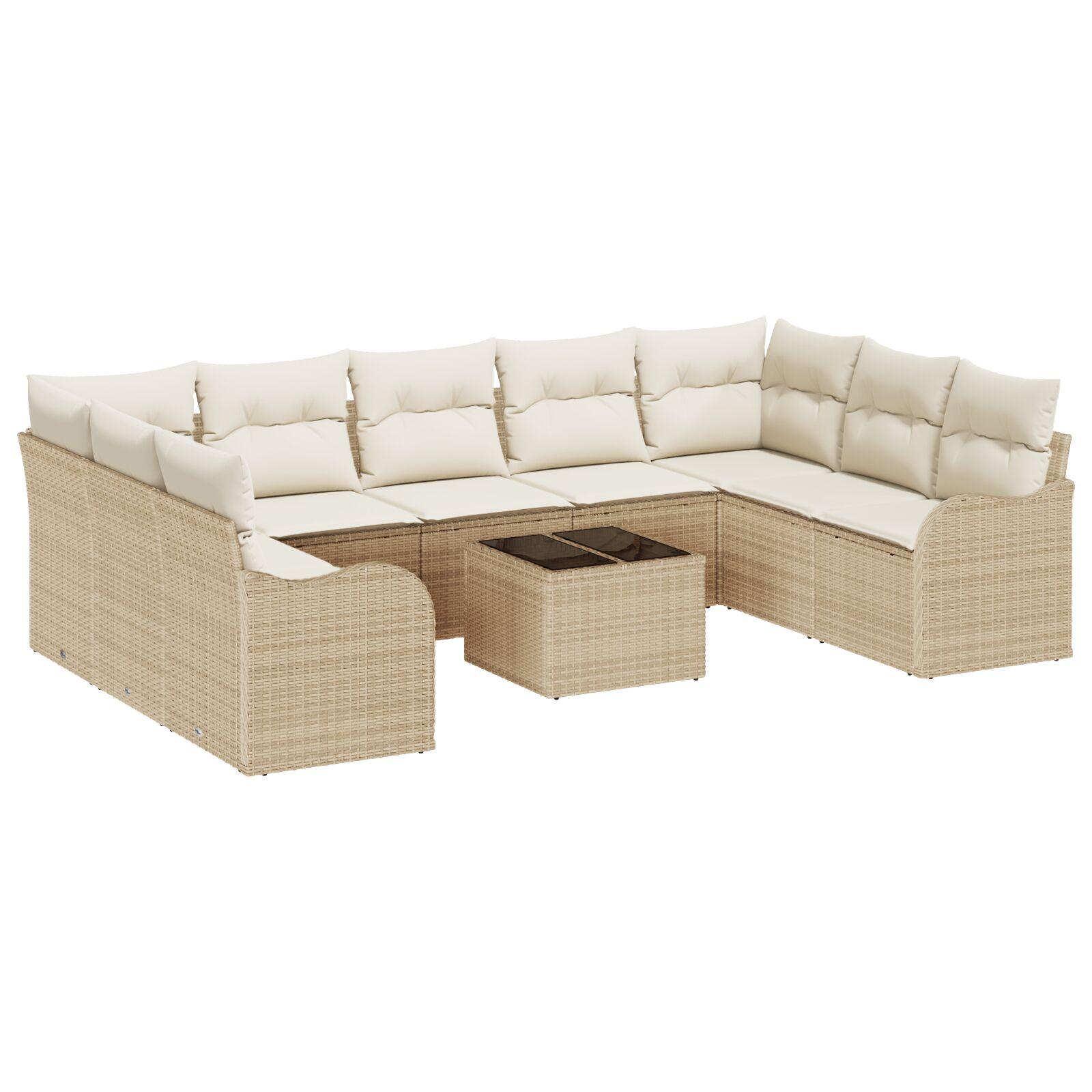 Havesofa sæt i beige polyrattan til terrasse og have