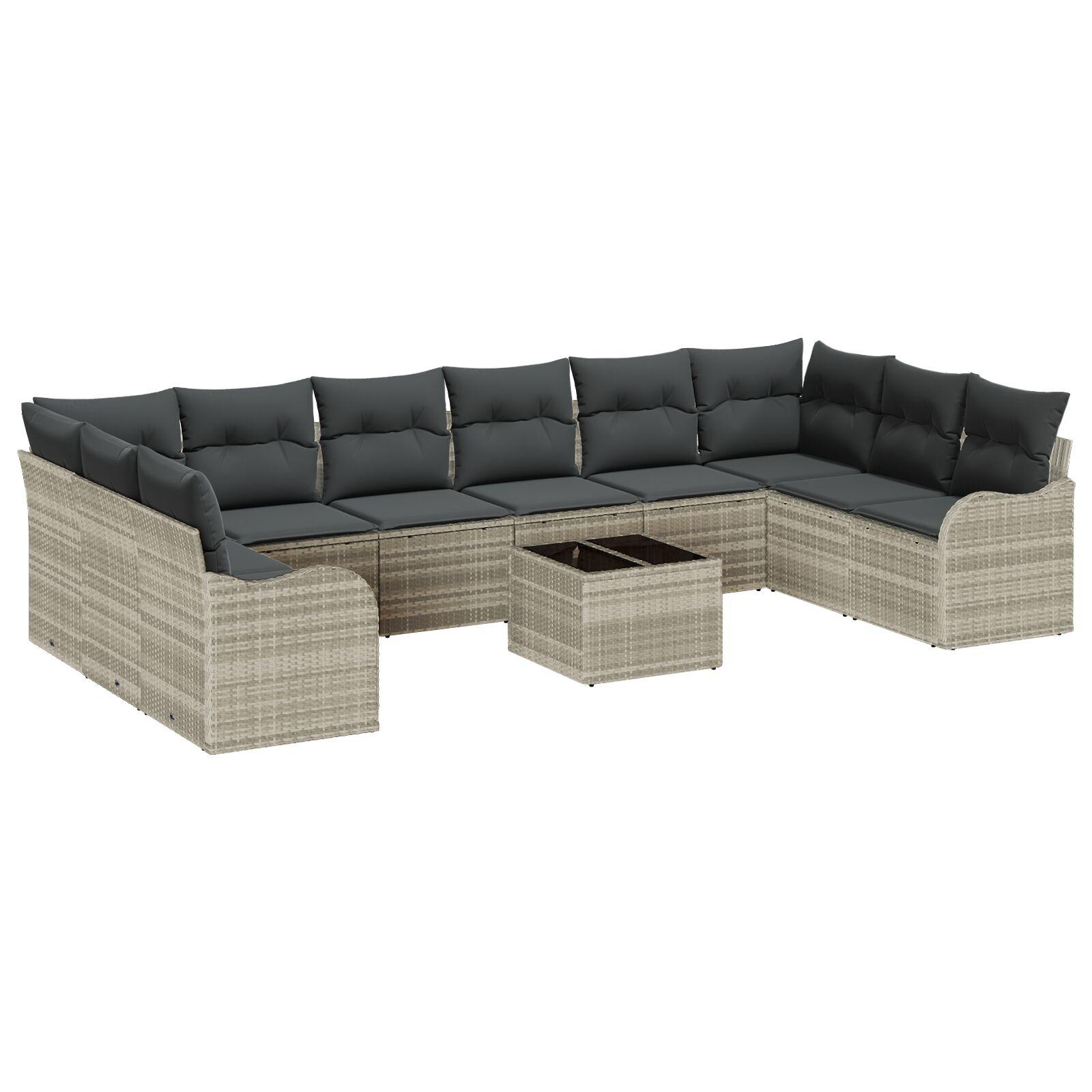 Havesofa Sæt 55 X 55 X 37 Cm Polyrattan - Lysegrå