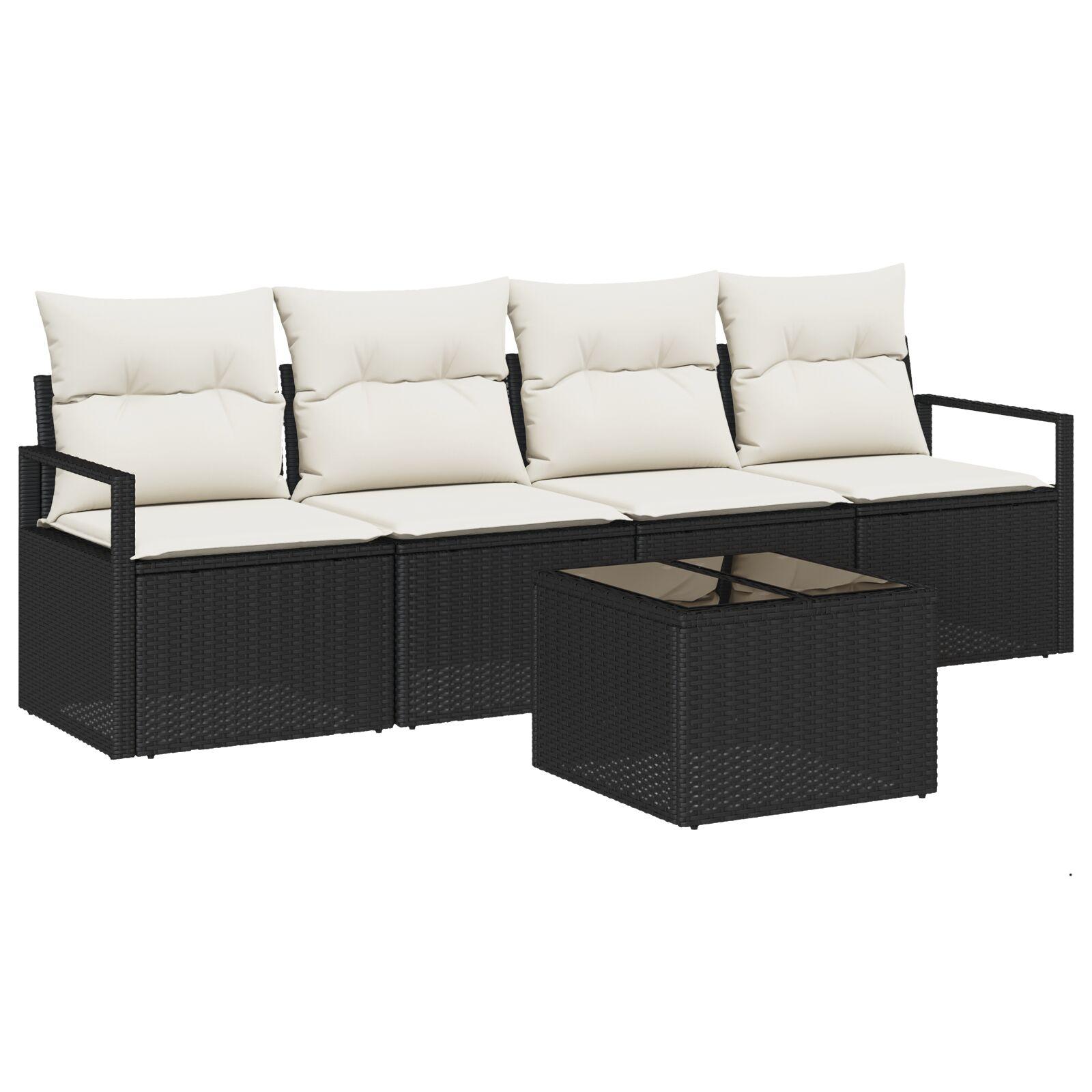 Havesofa Sæt 5 stk Sort og Cream 55 x 55 x 37 cm polyrattan