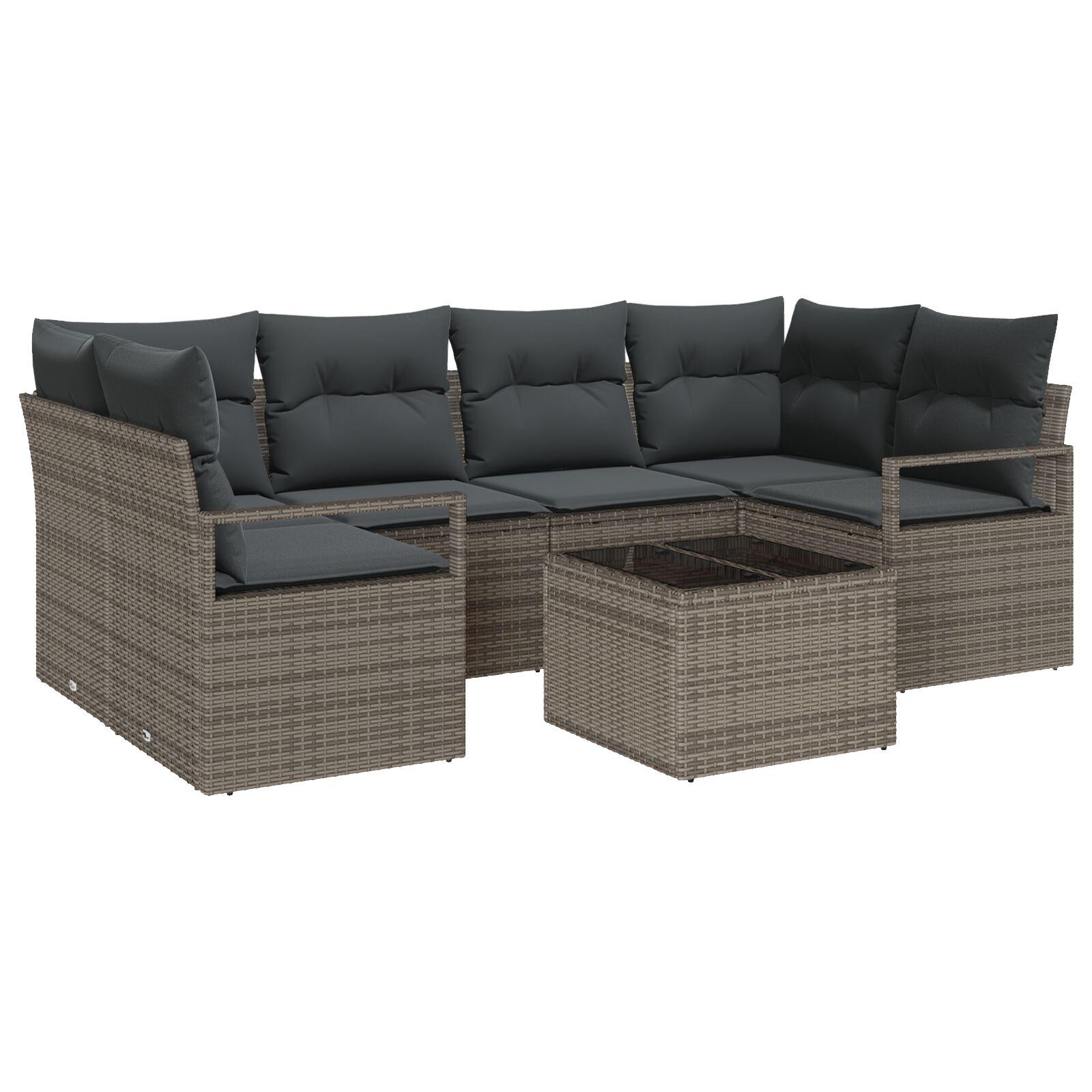 Havesofa Sæt 7 stk Grå 55 x 55 x 37 cm polyrattan