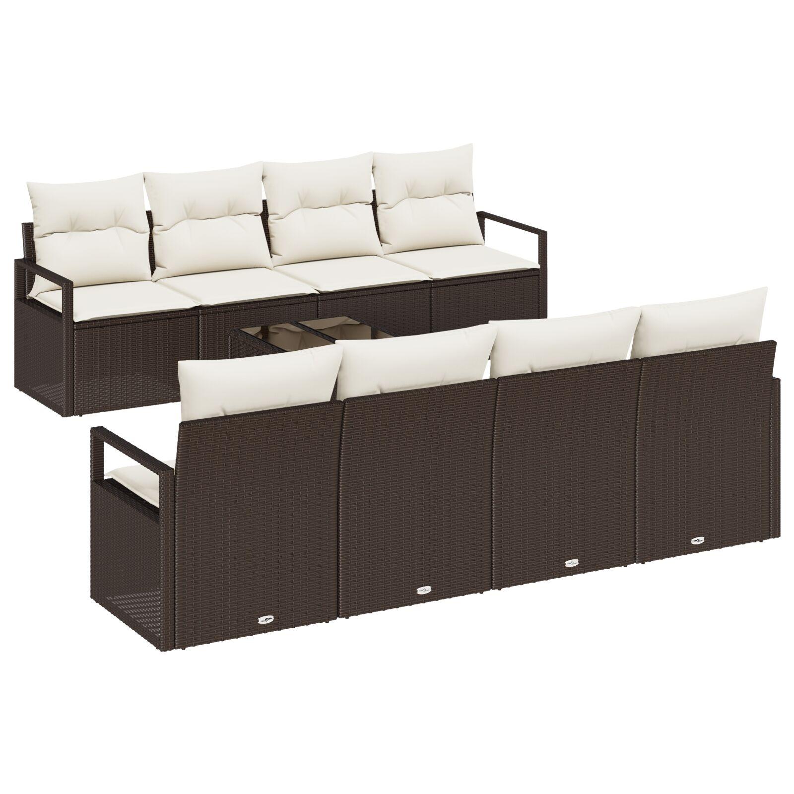 Havesofa Sæt 7 stk Brun og Creme 55 x 55 x 37 cm polyrattan