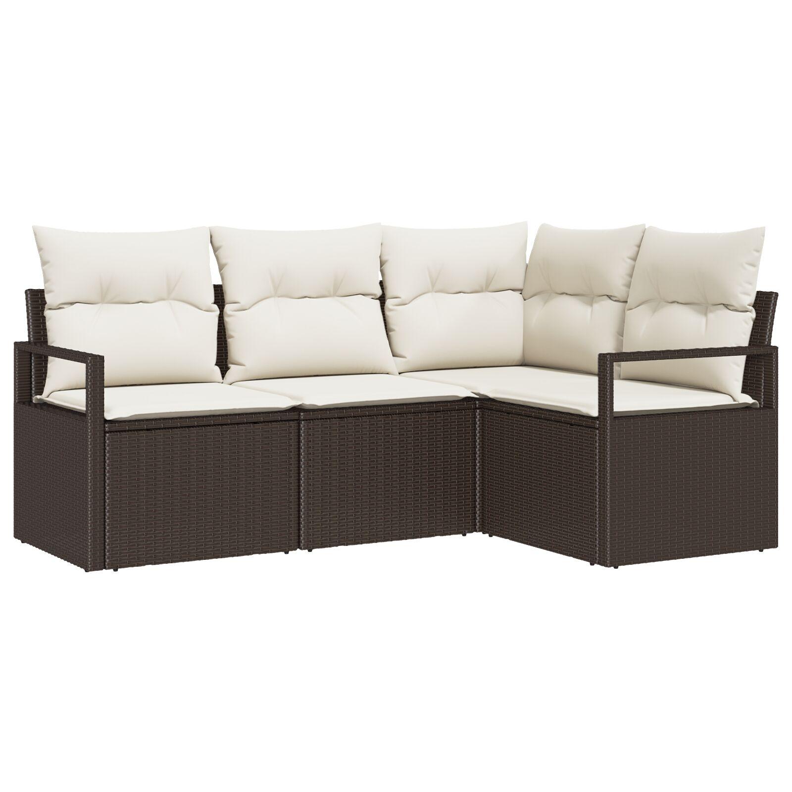 Havesofa Sæt 4 stk Brun Poly rattan