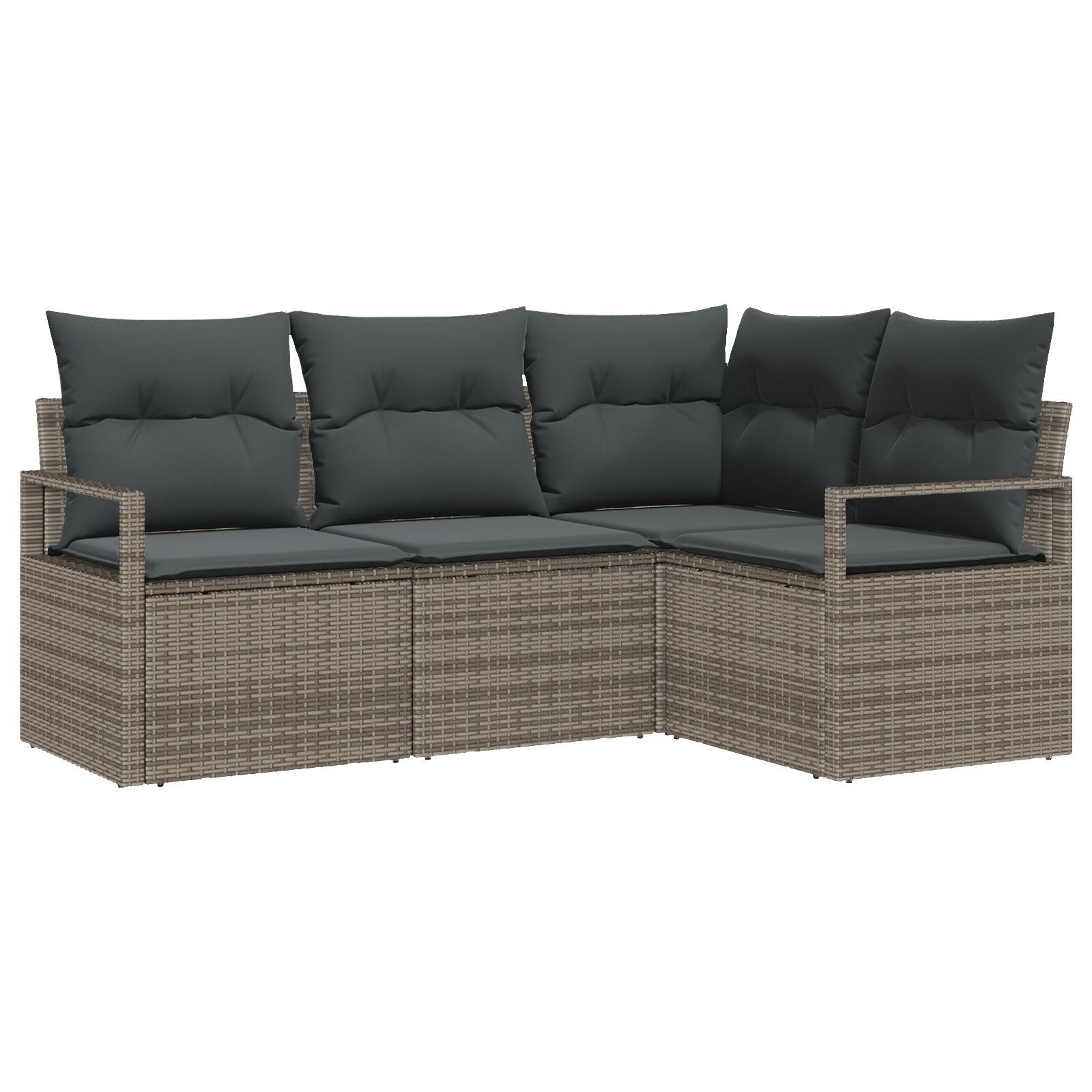 Havesofa Sæt 4 stk Grå Poly rattan