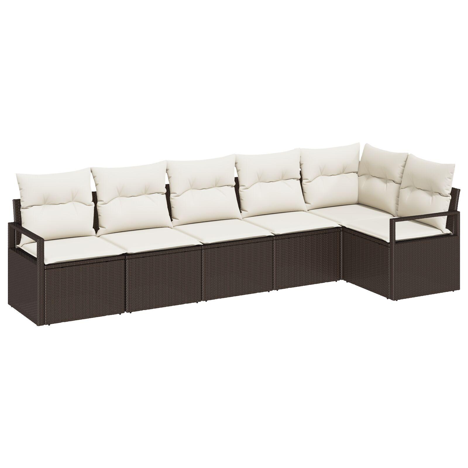 Sofa-sæt i brun polyrattan - modulær hjørnelounge, 6 pladser