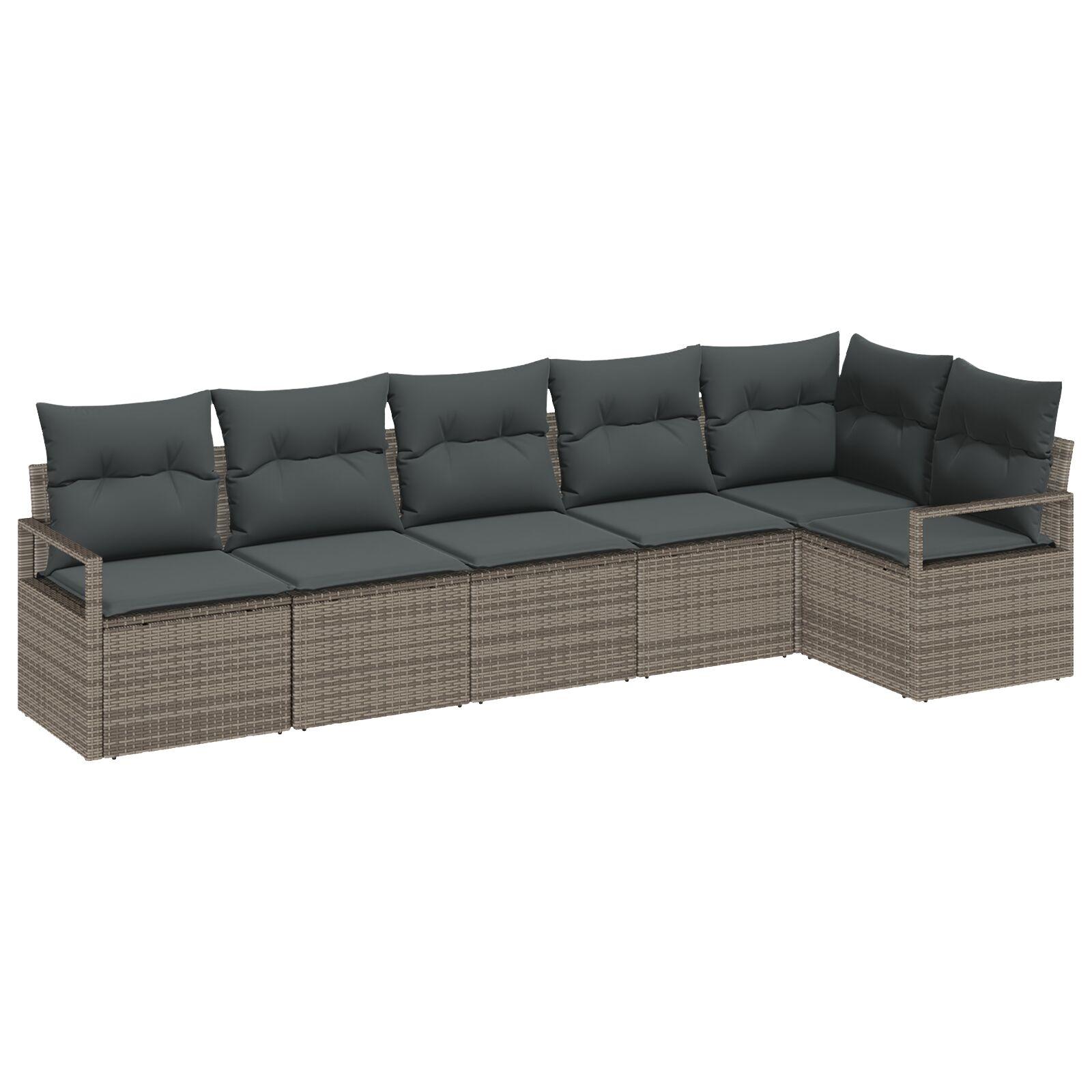 Havesofa Sæt 6 stk Grå Poly rattan