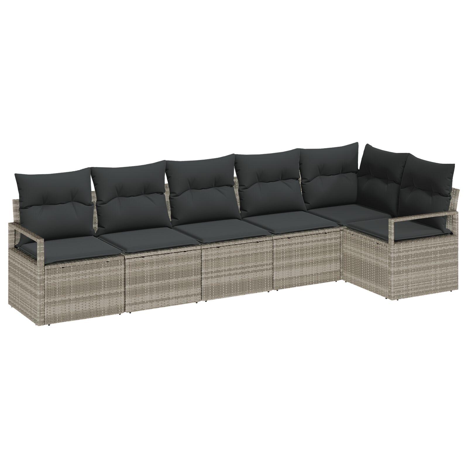 Modulært havesofa sæt i lysegrå polyrattan - 6 pladser