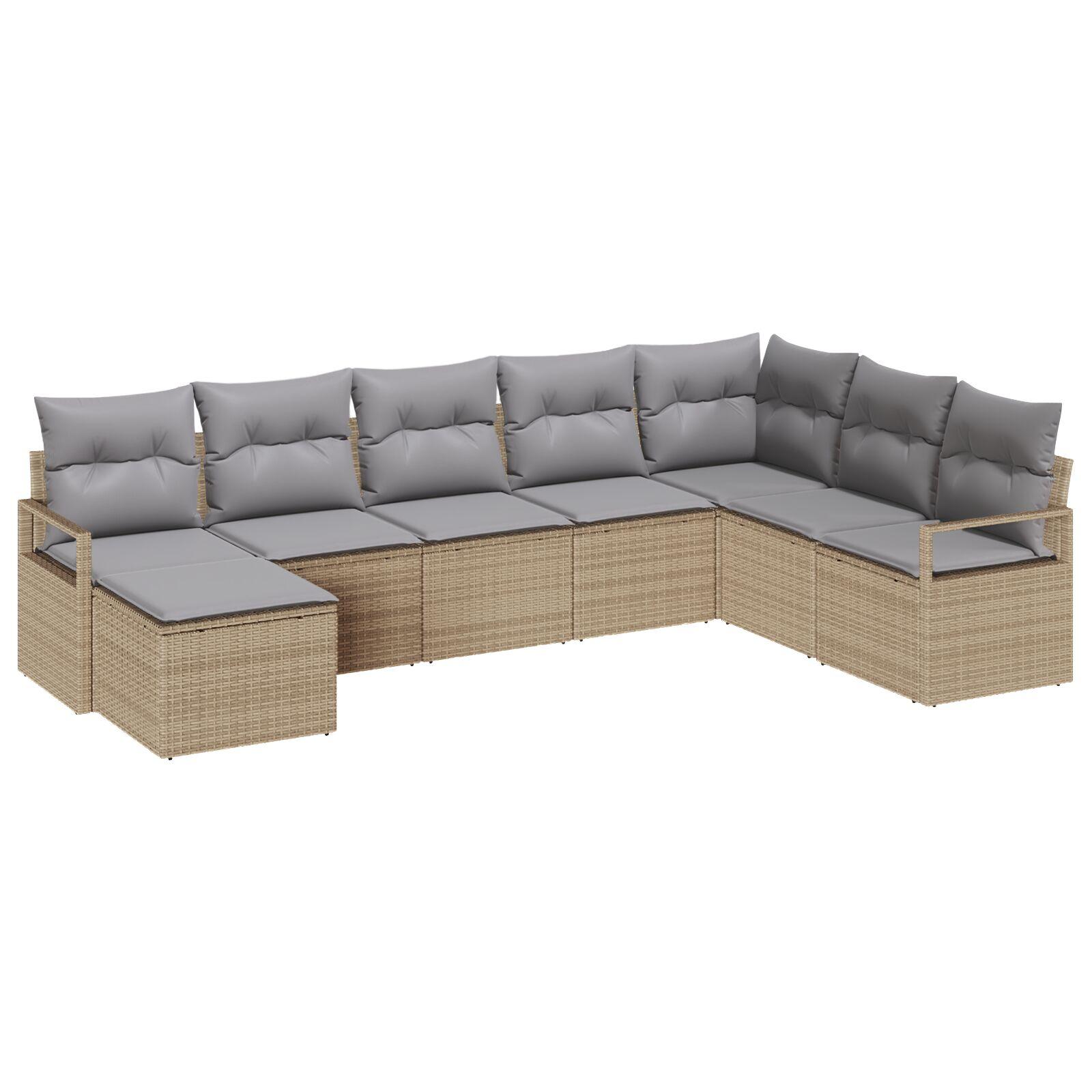 Havesofa Sæt 8 stk Beige Poly rattan