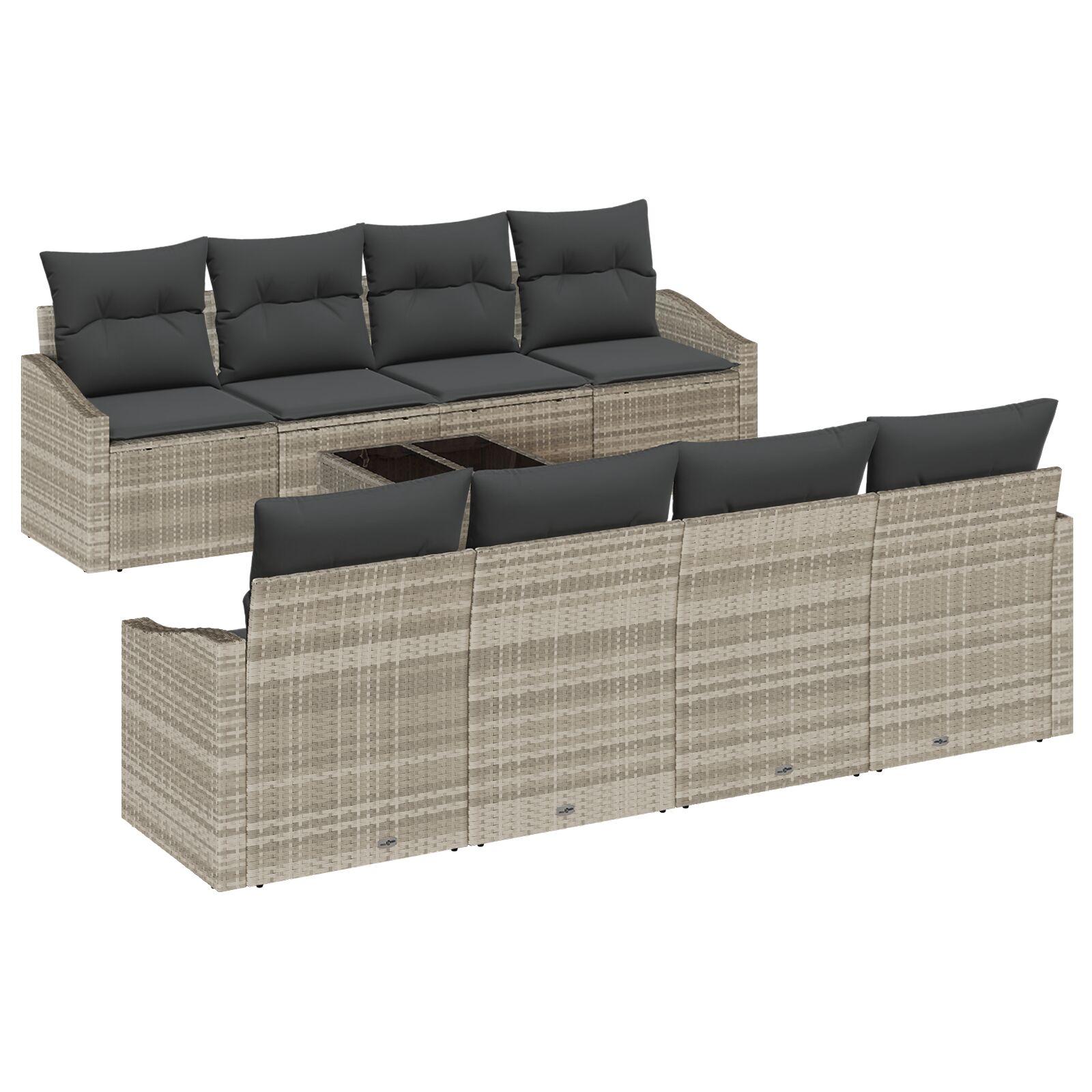 Havesofa Sæt med pude med pude 9 stk Lysegrå 55 x 55 x 37 cm