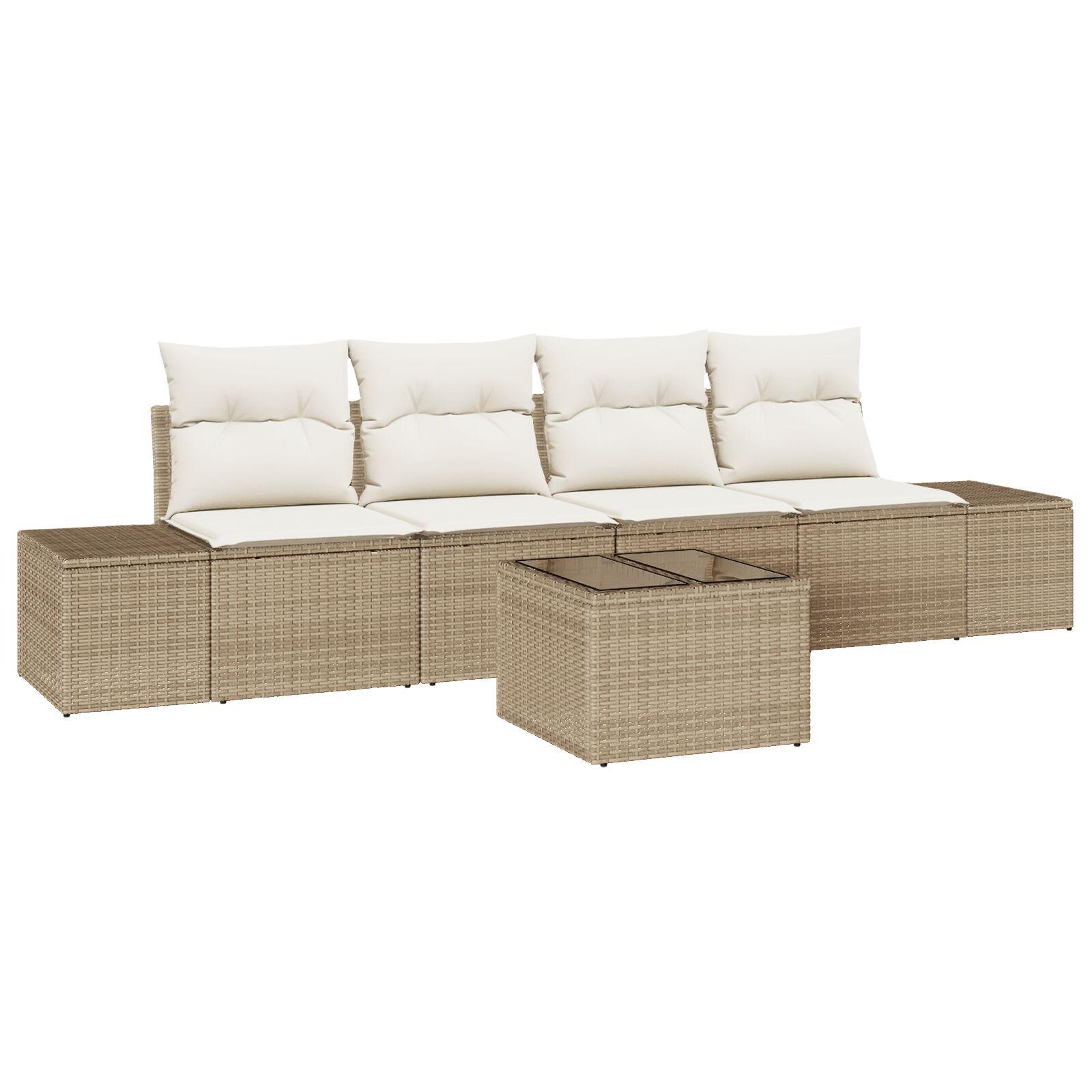 Havesofa Sæt med pude 5 stk Beige og creme 55 x 55 x 37 cm
