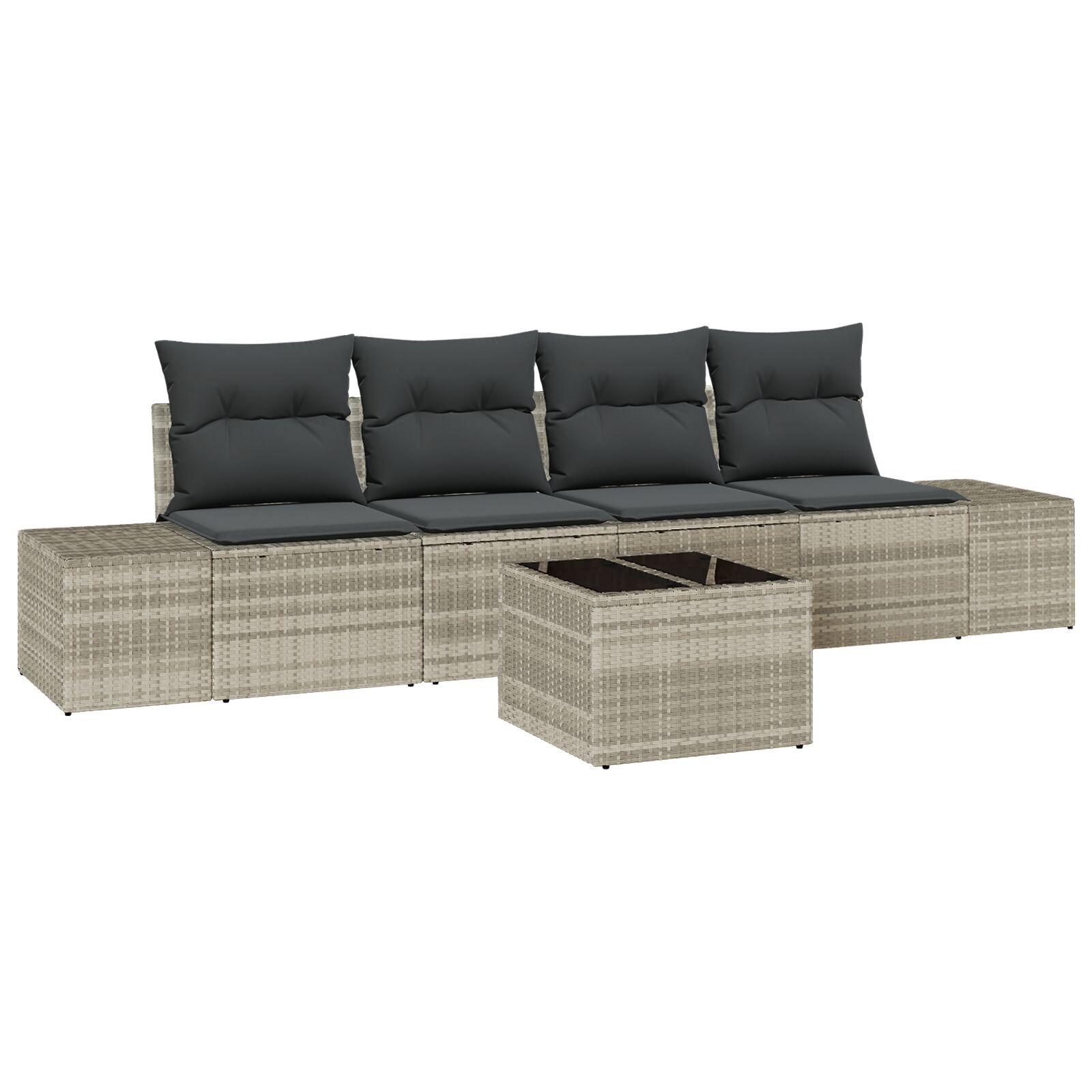Havesofa Sæt med pude med pude 5 stk Lysegrå 55 x 55 x 37 cm